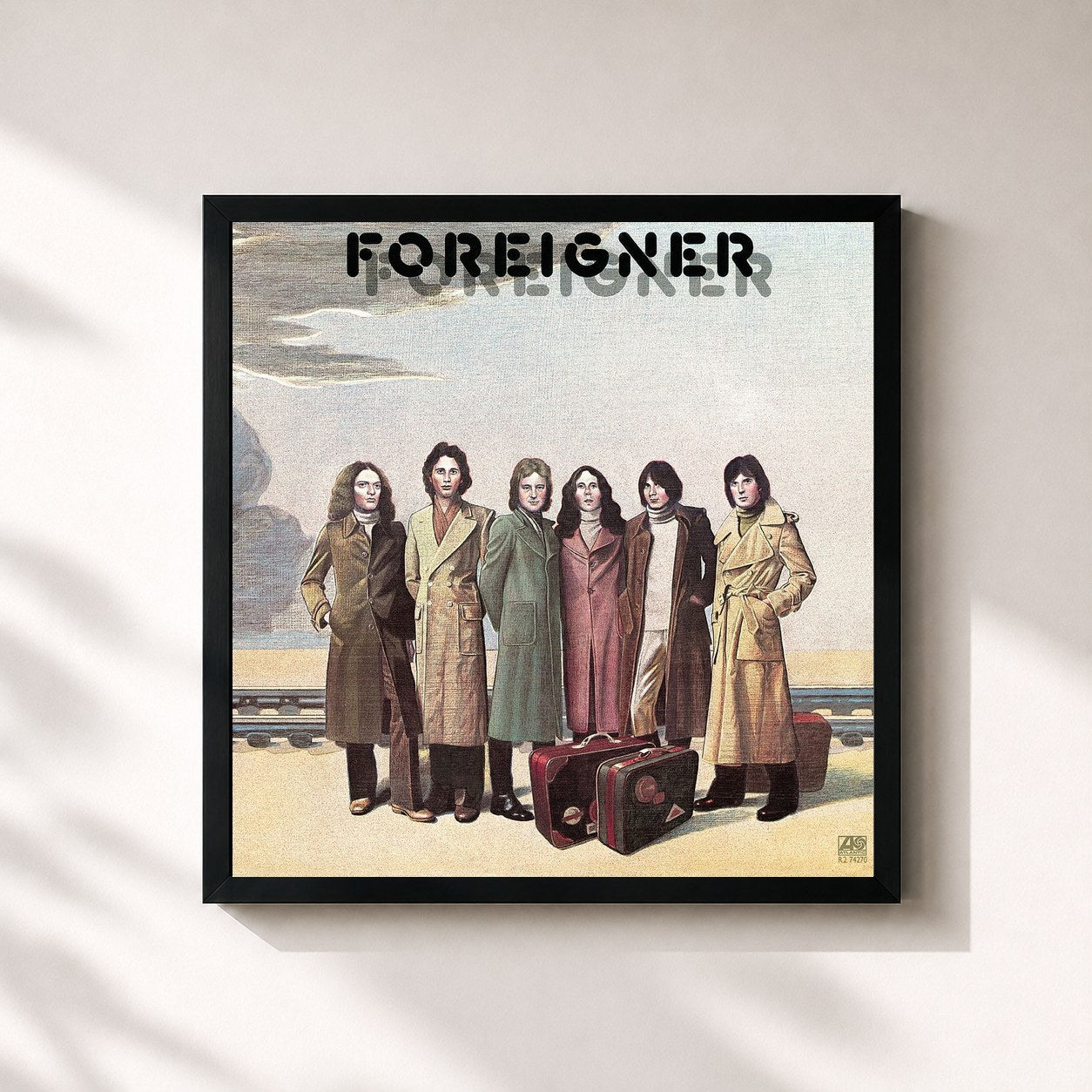 #noir Tableau carré de l'album Foreigner (Expanded) de Foreigner, cadre noir 32x32 cm