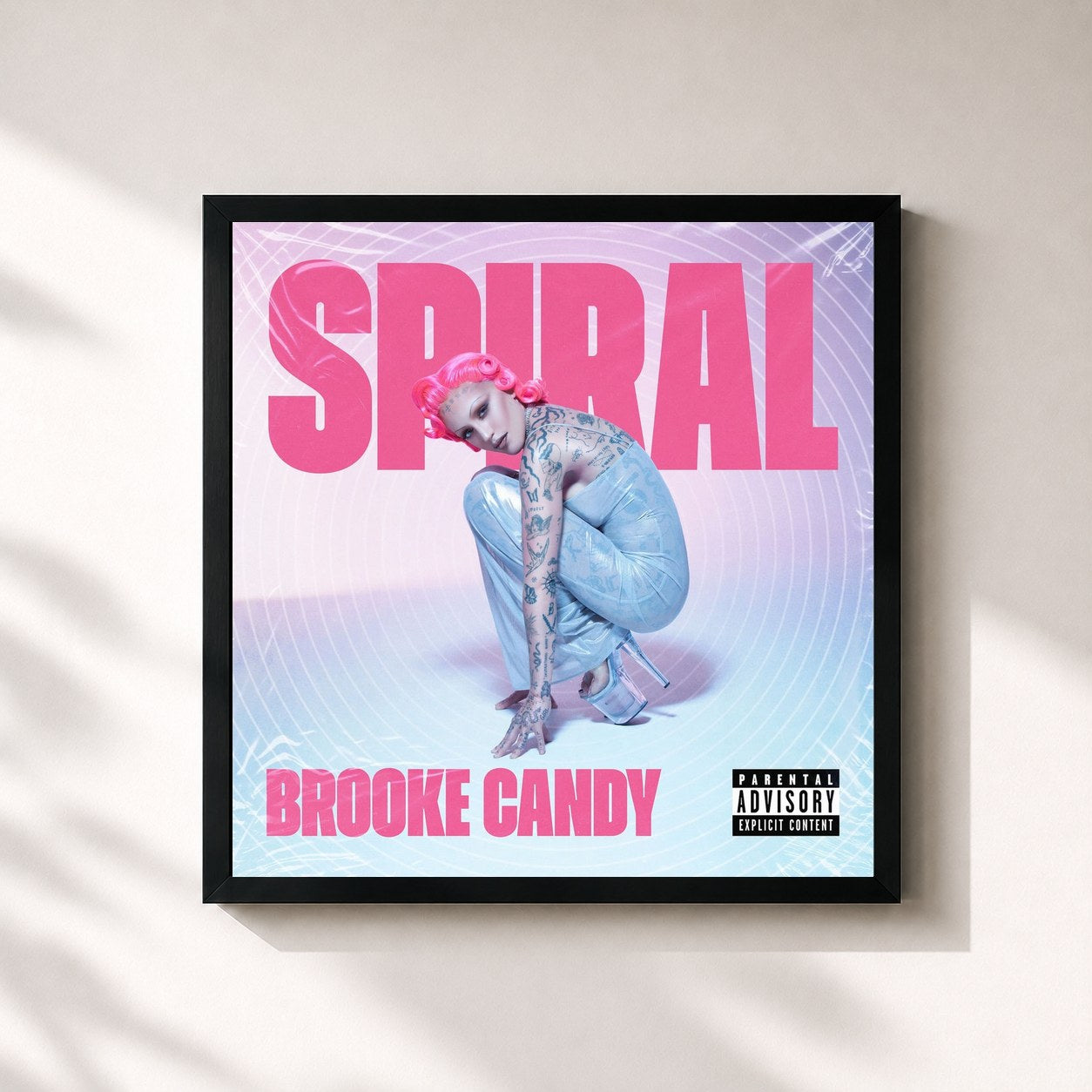 #noir Tableau carré de l'album SPIRAL de Brooke Candy, cadre noir 32x32 cm
