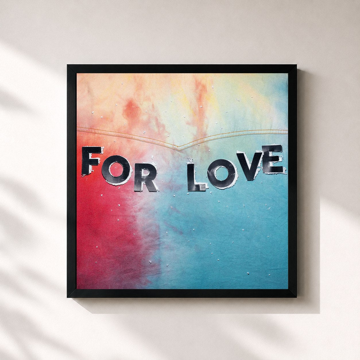 #noir Tableau carré de l'album For Love EP de Filous, cadre noir 32x32 cm