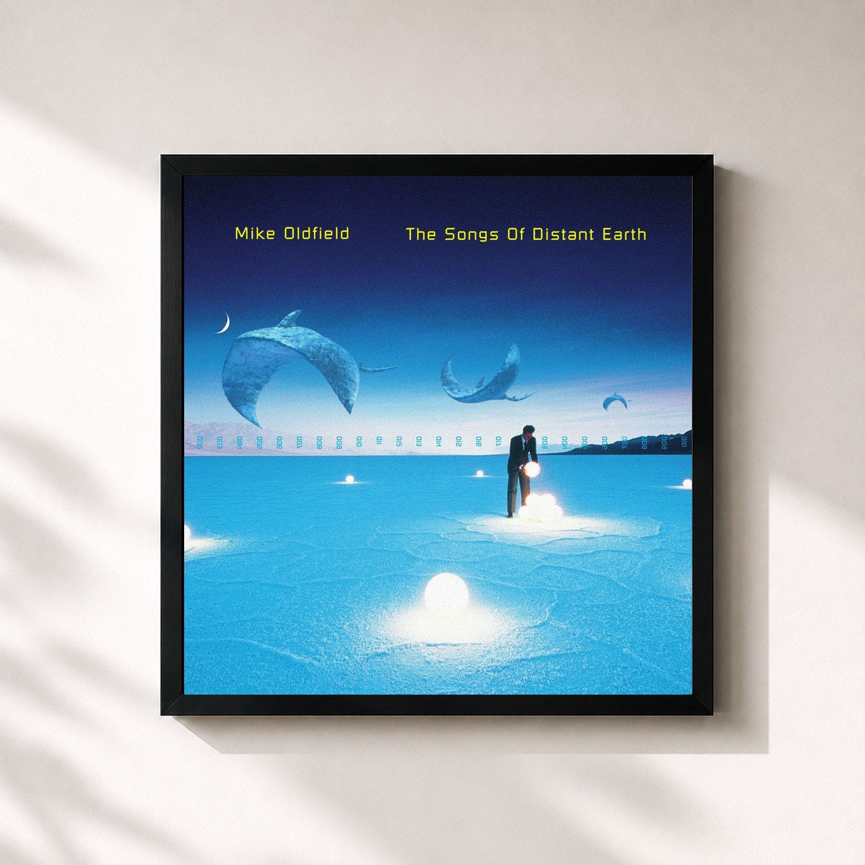#noir Tableau carré de l'album The Songs of Distant Earth de Mike Oldfield, cadre noir 32x32 cm