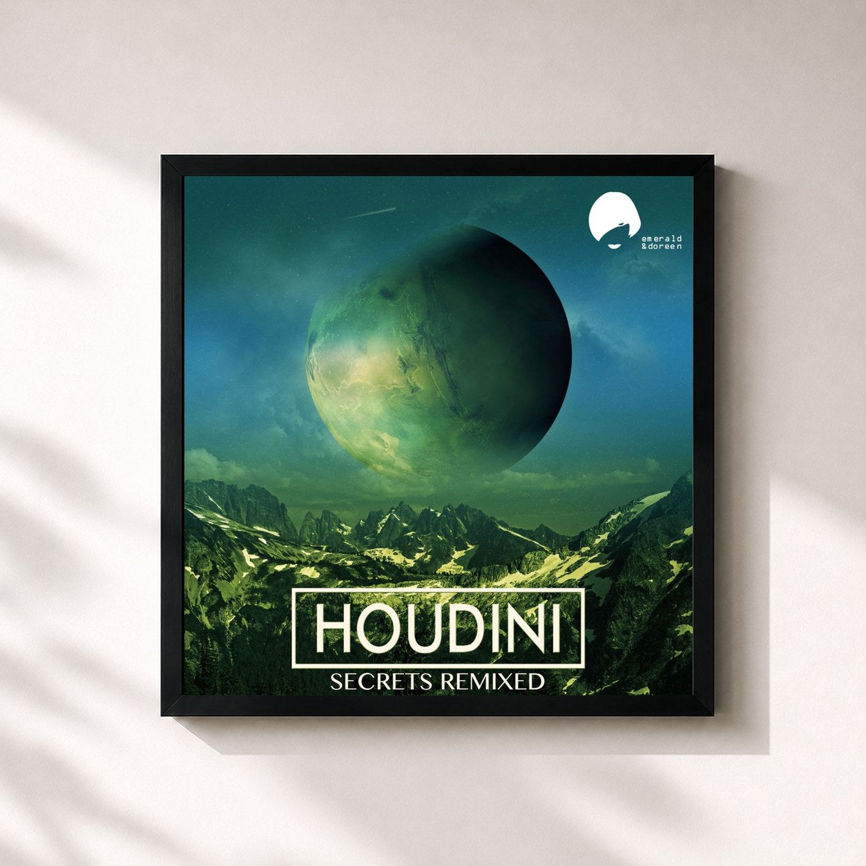 #noir Tableau carré de l'album Secrets Remixed de Houdini, cadre noir 32x32 cm