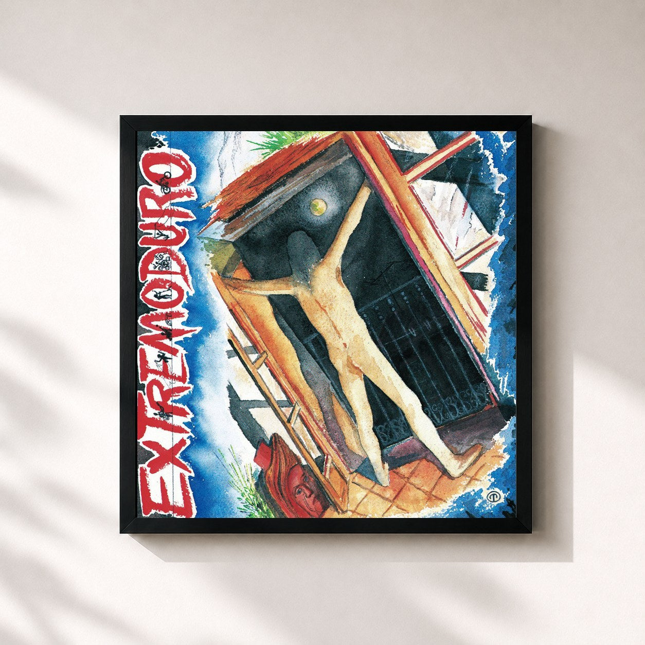 #noir Tableau carré de l'album Deltoya de Extremoduro, cadre noir 32x32 cm