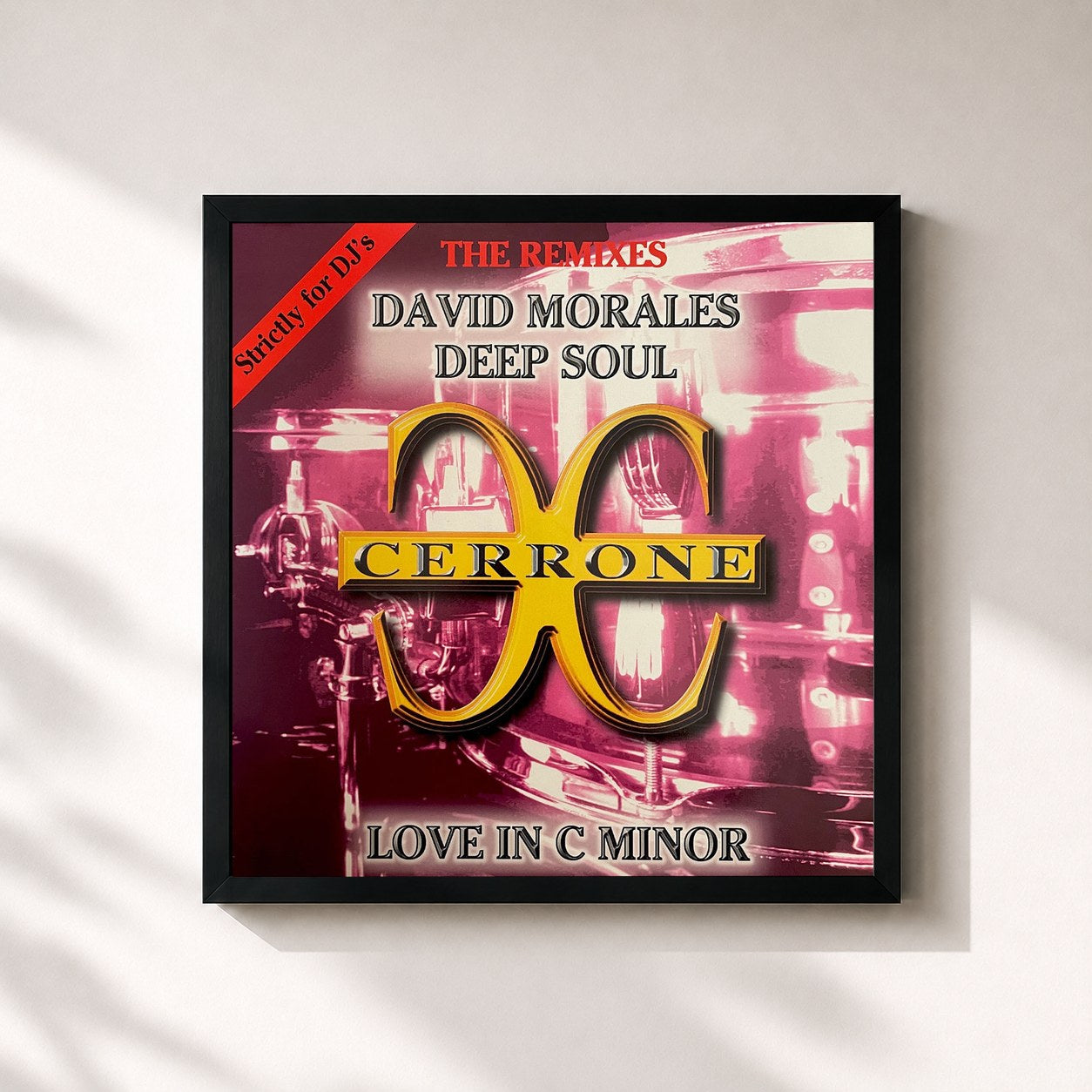 #noir Tableau carré de l'album Love in C Minor (Remixes) de Cerrone, cadre noir 32x32 cm