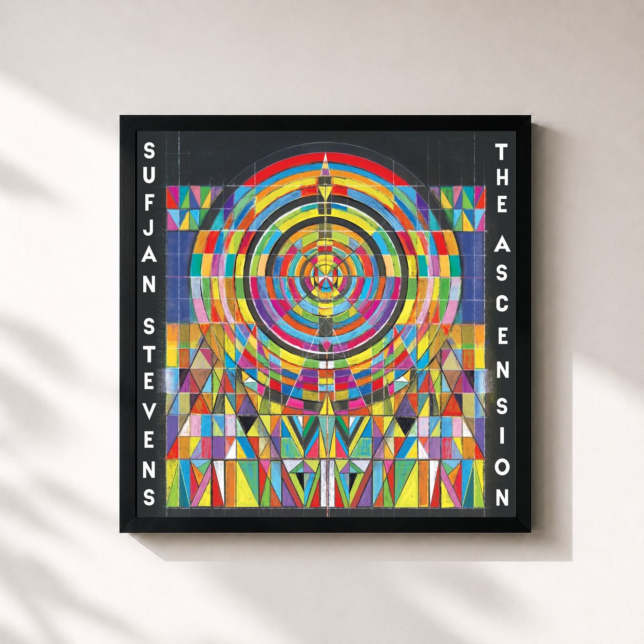 #noir Tableau carré de l'album The Ascension de Sufjan Stevens, cadre noir 32x32 cm