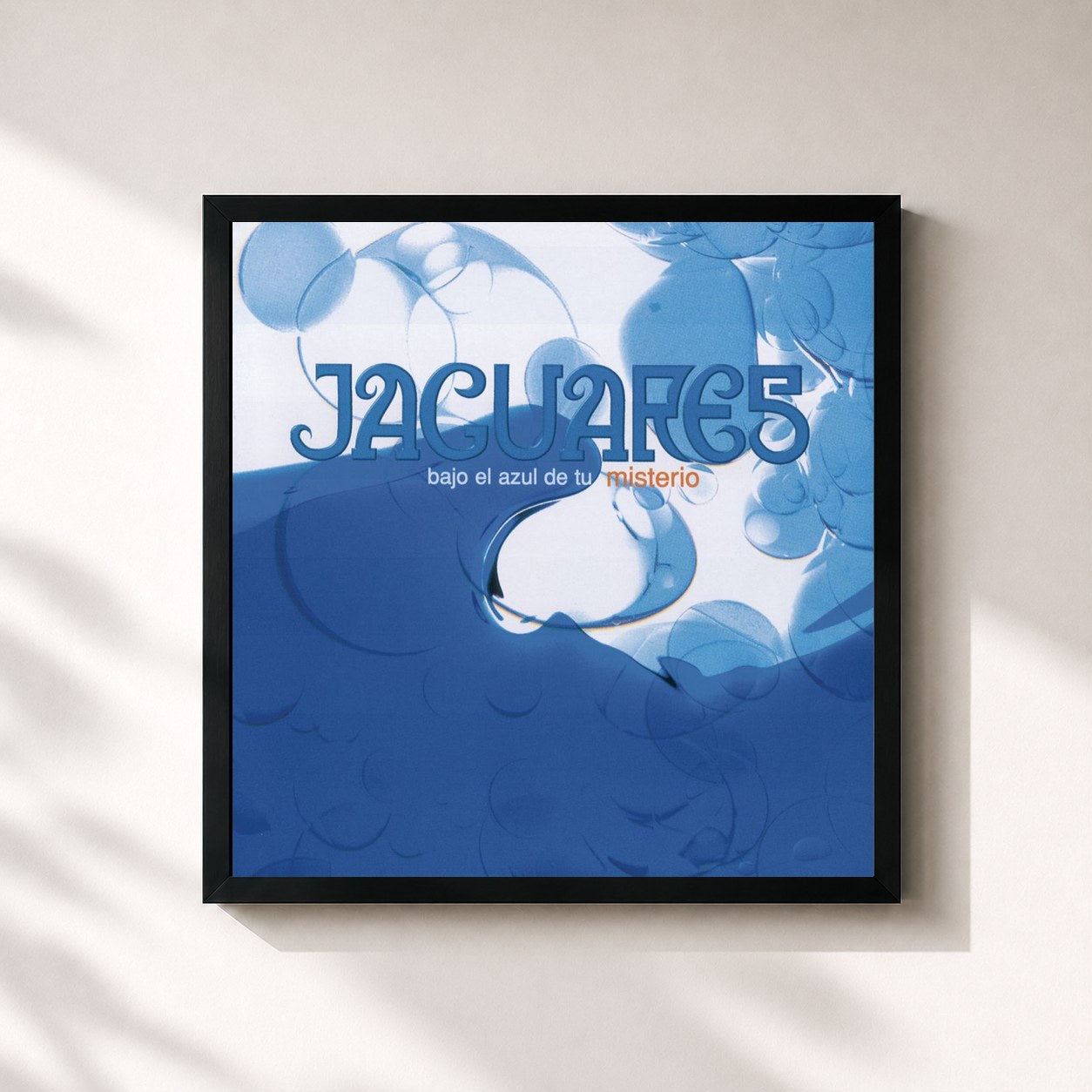 #noir Tableau carré de l'album Bajo El Azul De Tu Misterio de Jaguares, cadre noir 32x32 cm