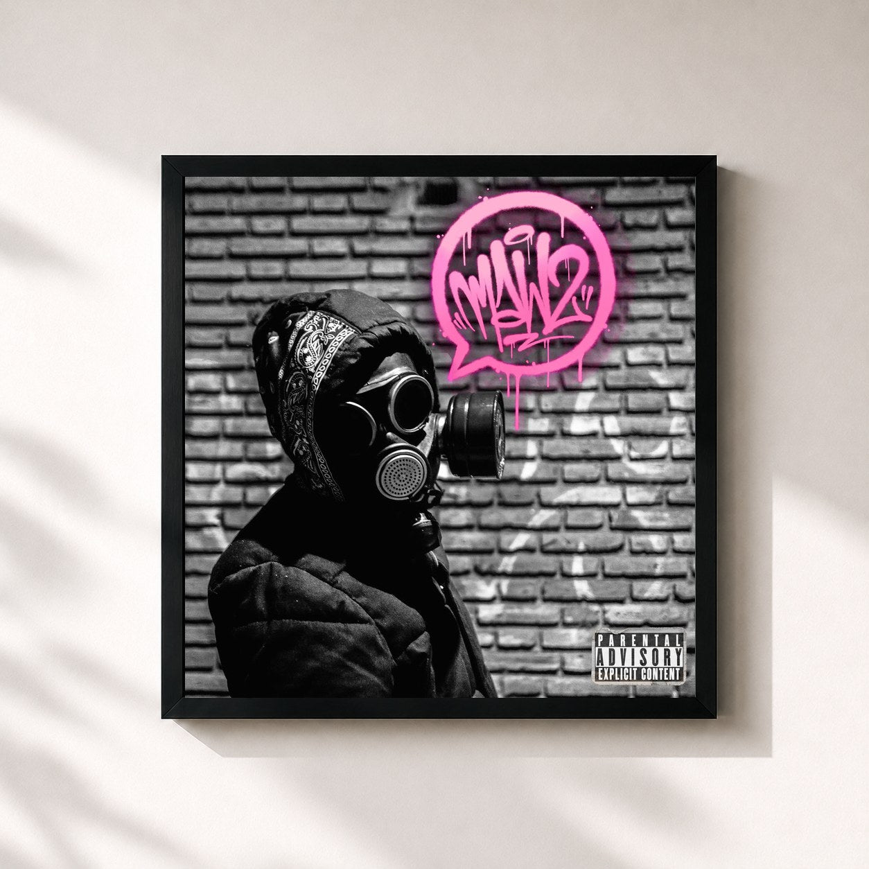 #noir Tableau carré de l'album MAWZ de LIT killah, cadre noir 32x32 cm