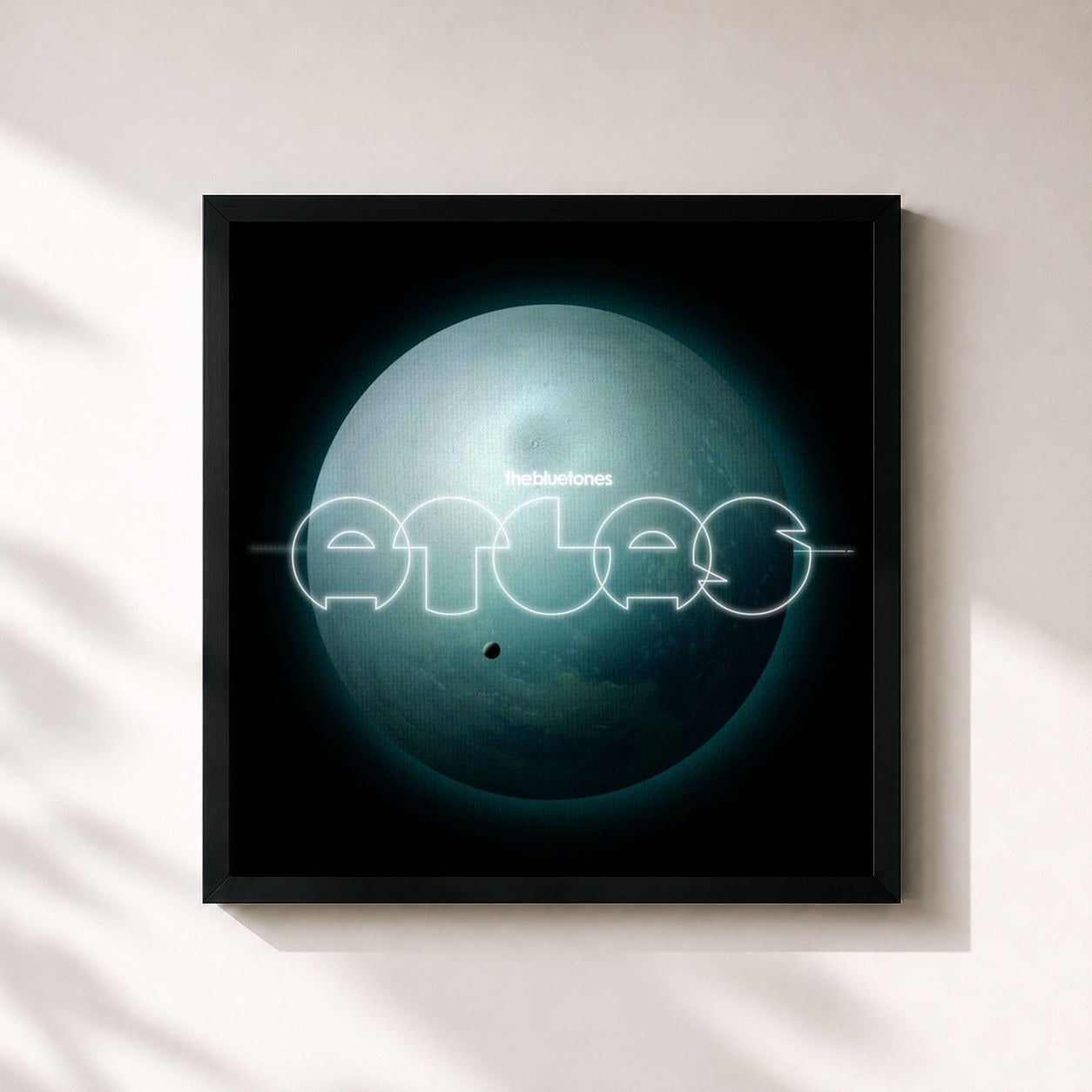 #noir Tableau carré de l'album Atlas de The Bluetones, cadre noir 32x32 cm