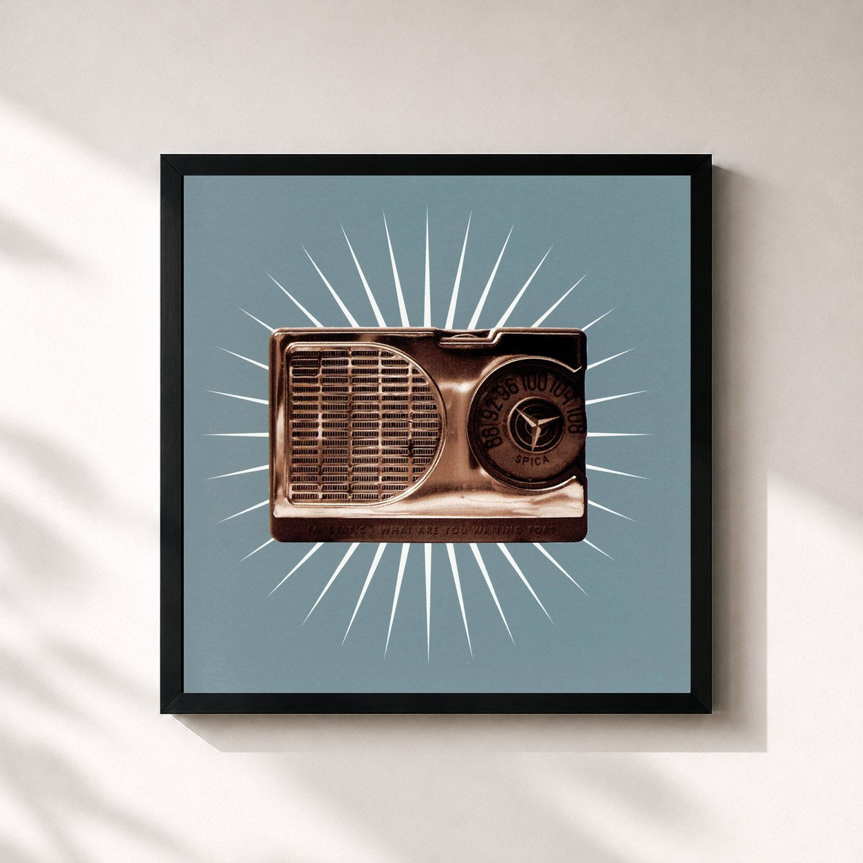 #noir Tableau carré de l'album What Are You Waiting For? de FM Static, cadre noir 32x32 cm