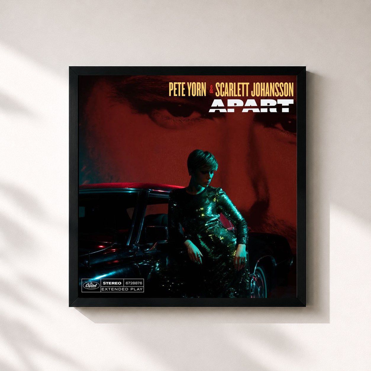 #noir Tableau carré de l'album Apart de Pete Yorn, cadre noir 32x32 cm