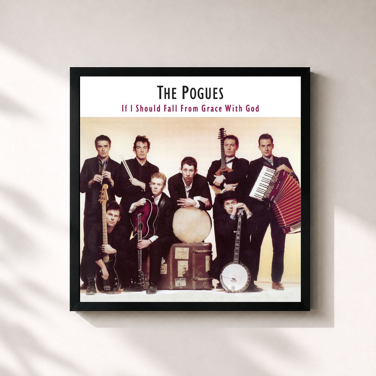 #noir Tableau carré de l'album If I Should Fall from Grace with God (Expanded Edition) de The Pogues, cadre noir 32x32 cm