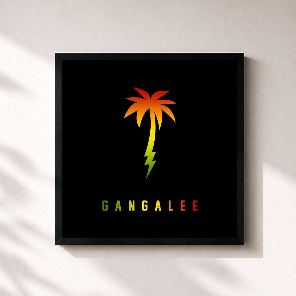 #noir Tableau carré de l'album Gangalee de Farruko, cadre noir 32x32 cm