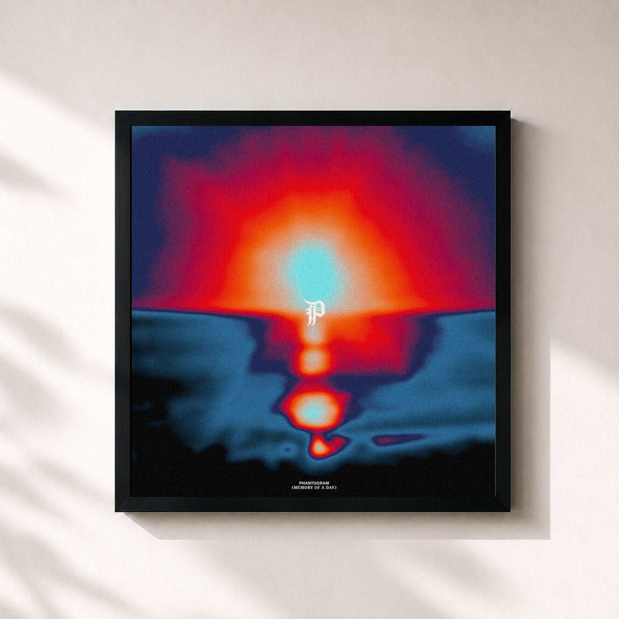 #noir Tableau carré de l'album Memory Of A Day de PHANTOGRAM, cadre noir 32x32 cm