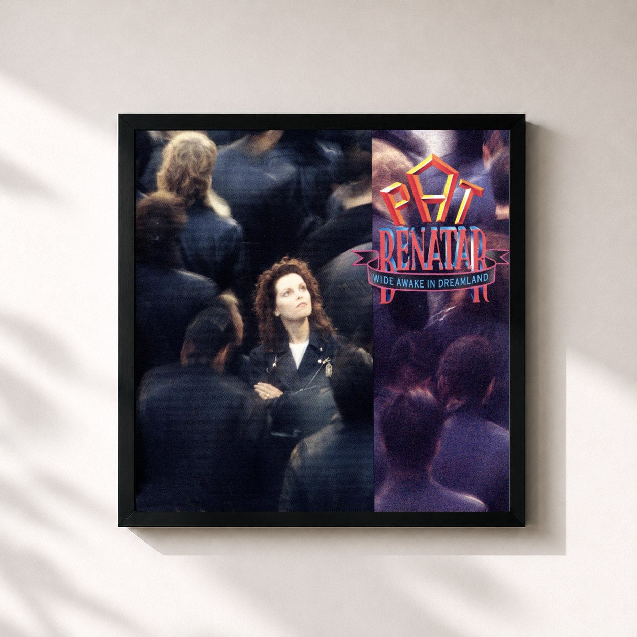 #noir Tableau carré de l'album Wide Awake In Dreamland de Pat Benatar, cadre noir 32x32 cm