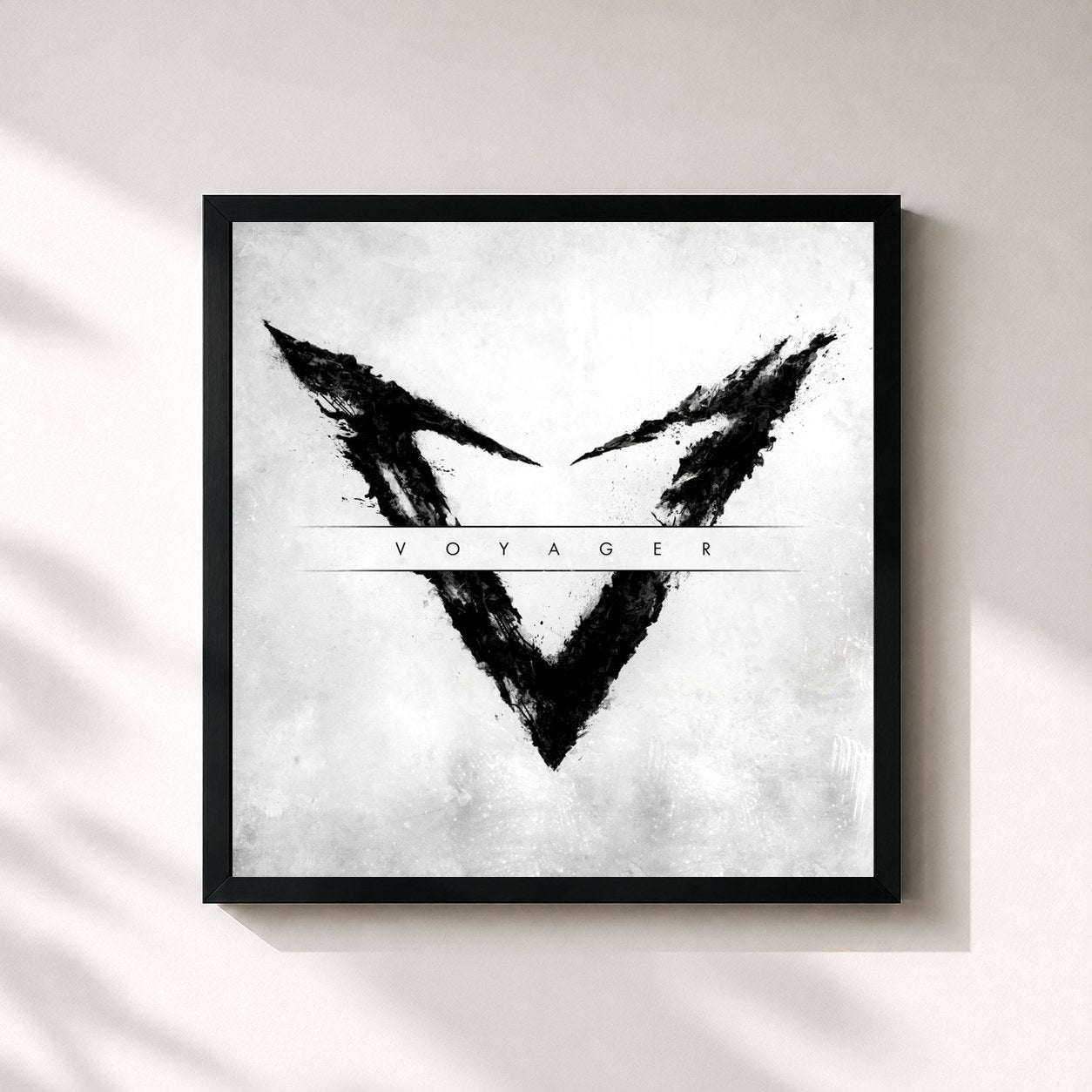 #noir Tableau carré de l'album V de Voyager, cadre noir 32x32 cm