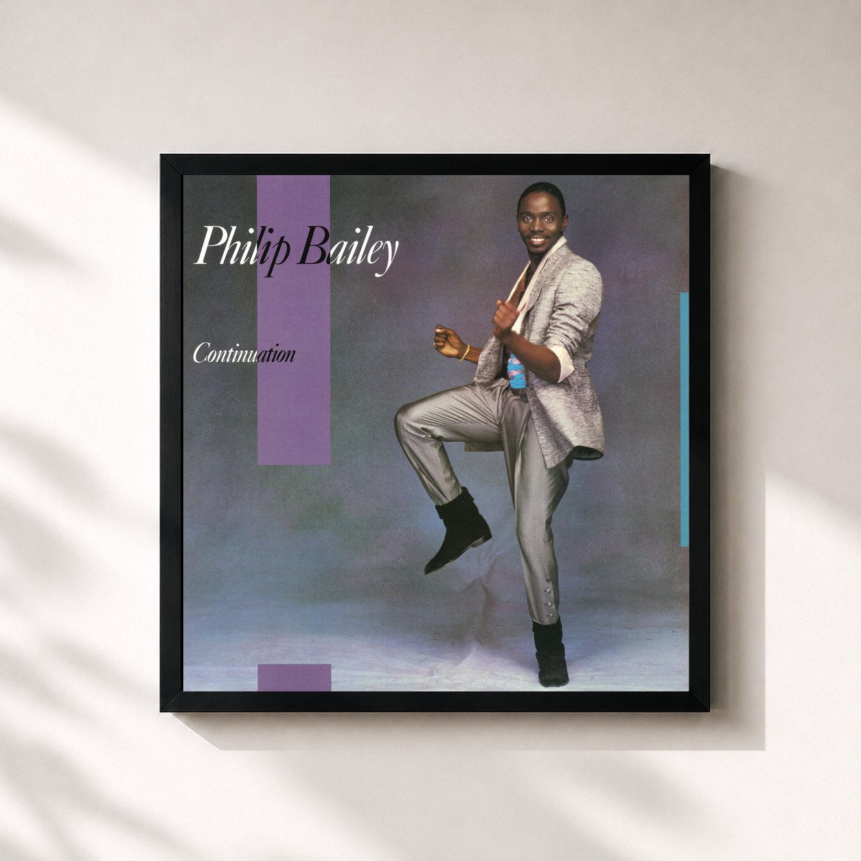 #noir Tableau carré de l'album Continuation (Expanded Edition) de Philip Bailey, cadre noir 32x32 cm