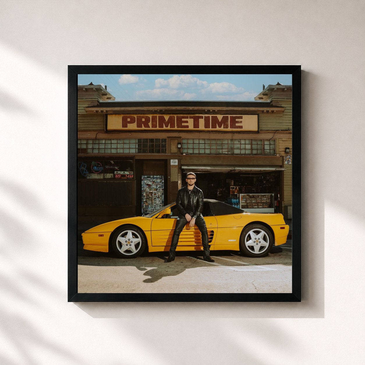 #noir Tableau carré de l'album PRIMETIME de Vegas Jones, cadre noir 32x32 cm