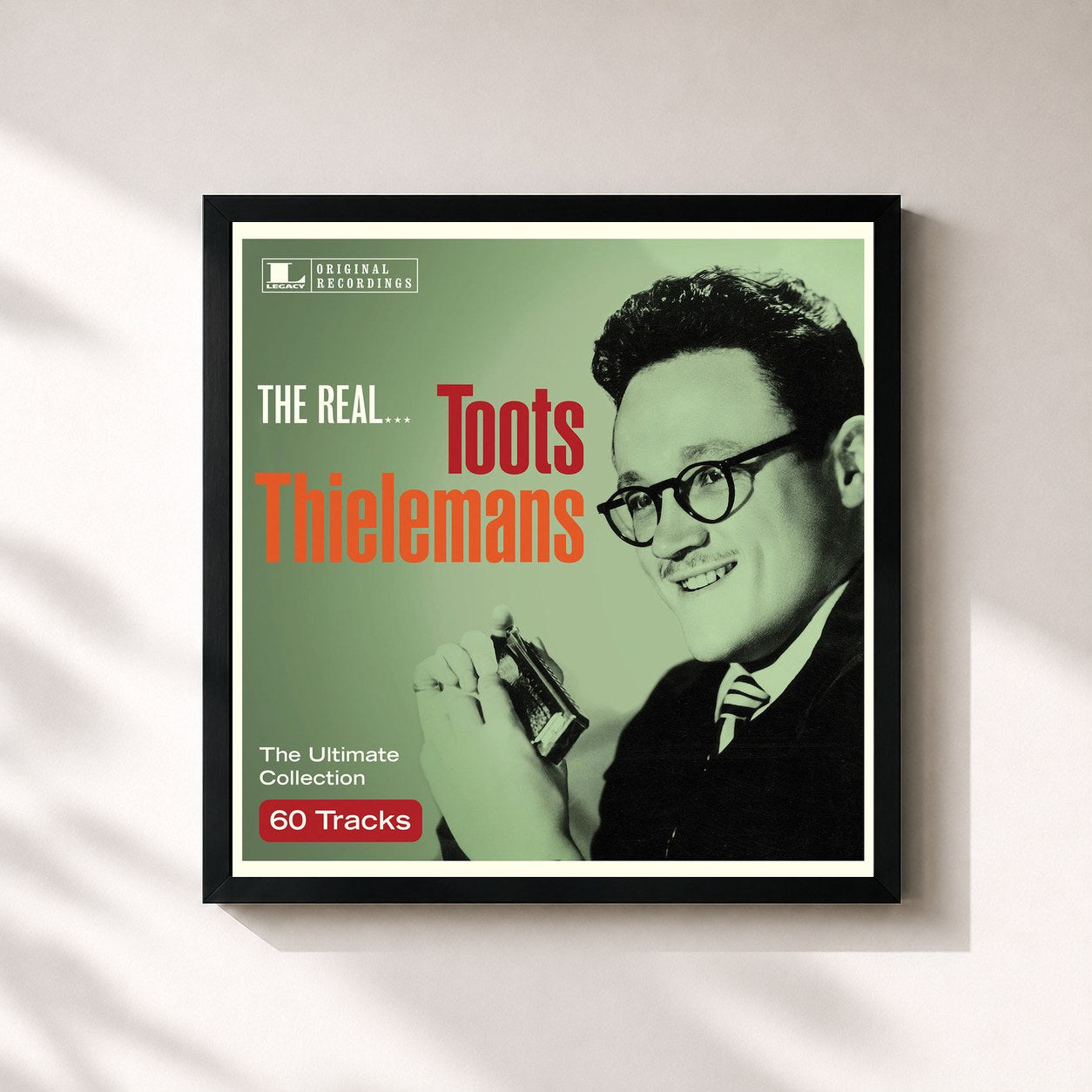 #noir Tableau carré de l'album The Real... Toots Thielemans de Toots Thielemans, cadre noir 32x32 cm