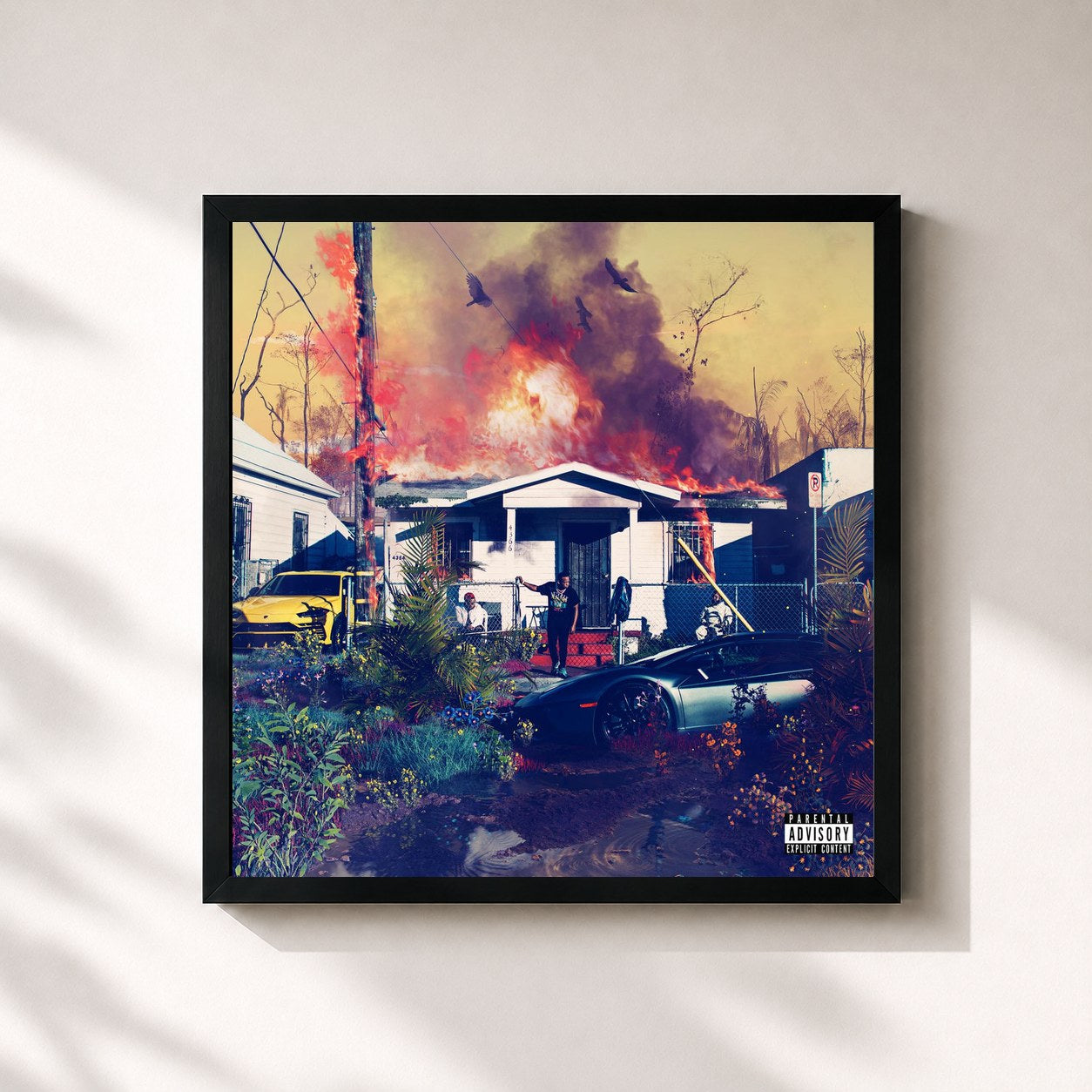 #noir Tableau carré de l'album Untrapped de Yo Gotti, cadre noir 32x32 cm