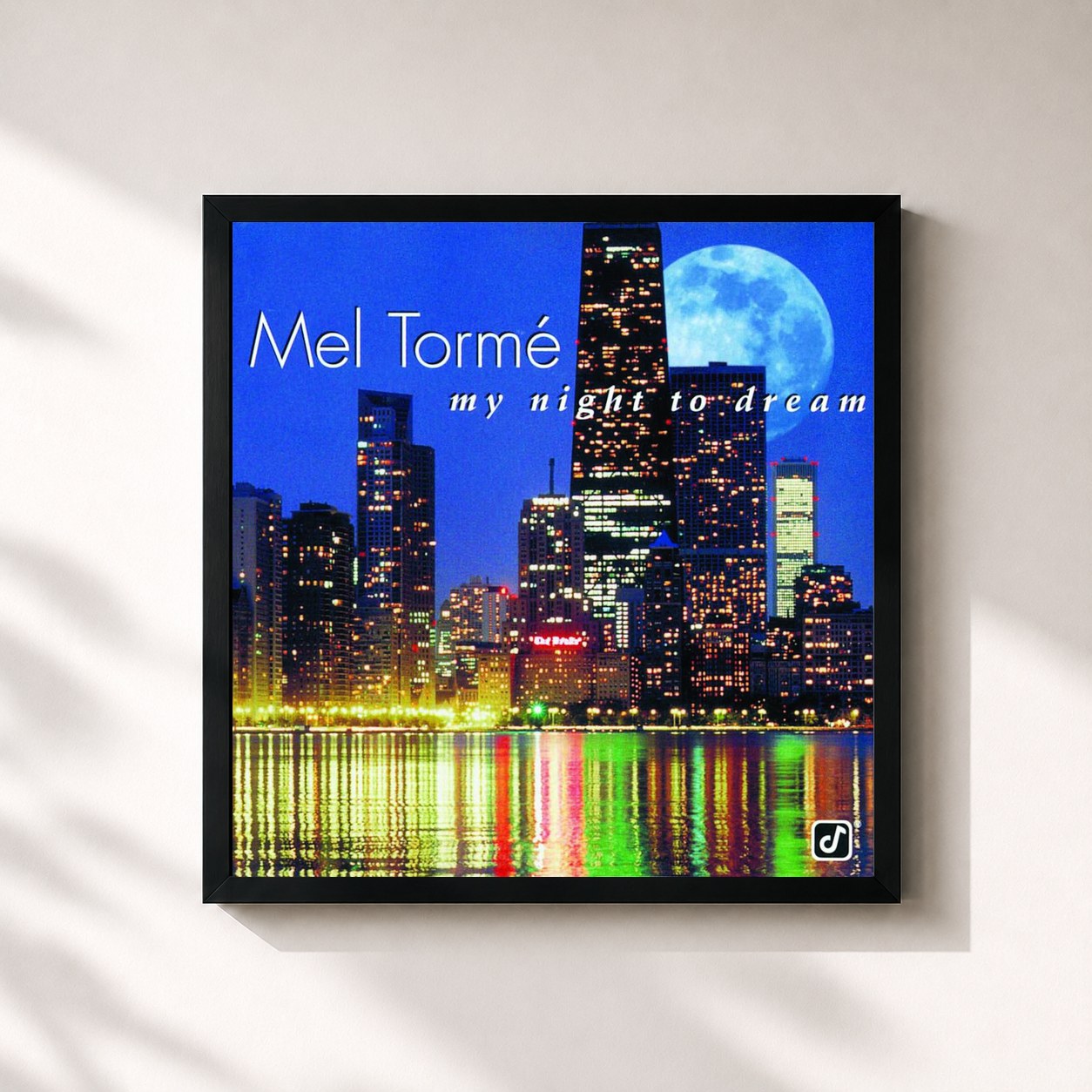 #noir Tableau carré de l'album My Night To Dream de Mel Tormé, cadre noir 32x32 cm
