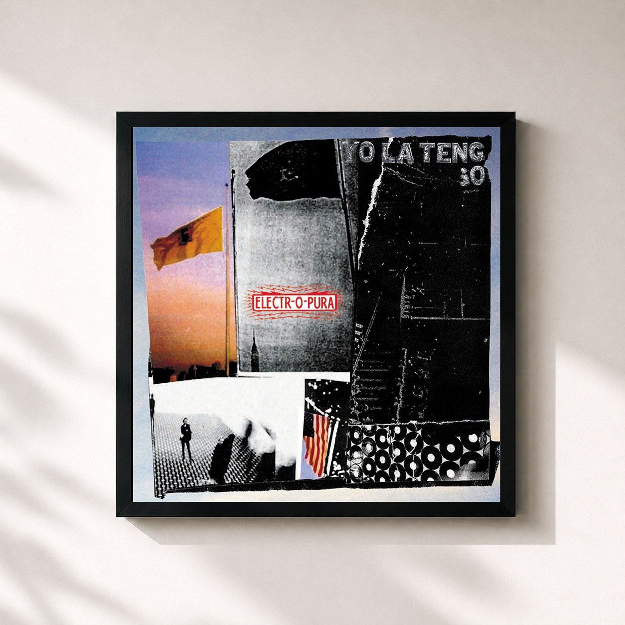 #noir Tableau carré de l'album Electr-o-pura de Yo La Tengo, cadre noir 32x32 cm
