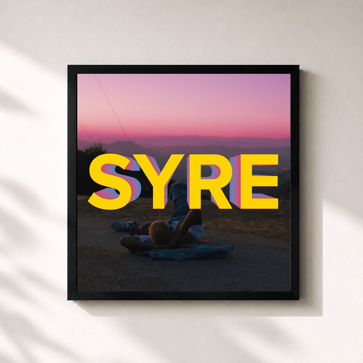 #noir Tableau carré de l'album SYRE de Jaden, cadre noir 32x32 cm