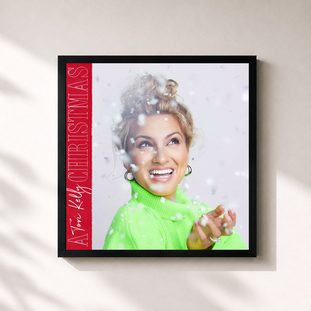 #noir Tableau carré de l'album A Tori Kelly Christmas de Tori Kelly, cadre noir 32x32 cm