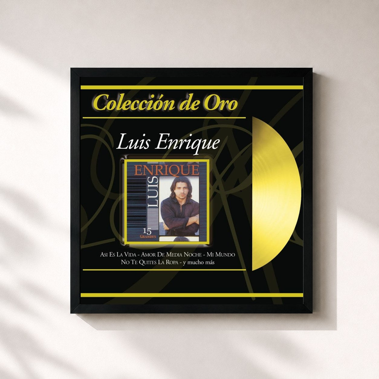 #noir Tableau carré de l'album Colección De Oro de Luis Enrique, cadre noir 32x32 cm