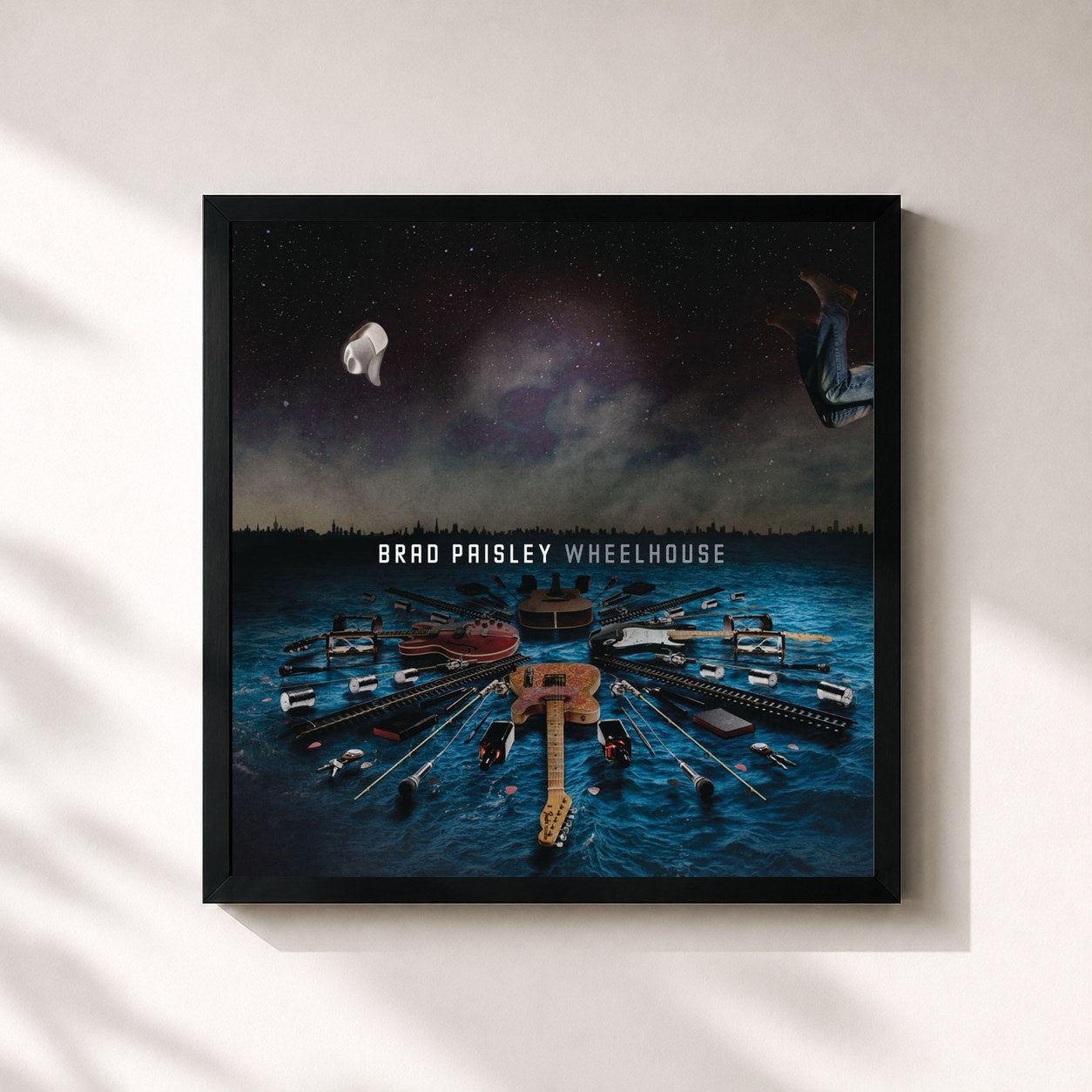 #noir Tableau carré de l'album Wheelhouse (Deluxe Version) de Brad Paisley, cadre noir 32x32 cm