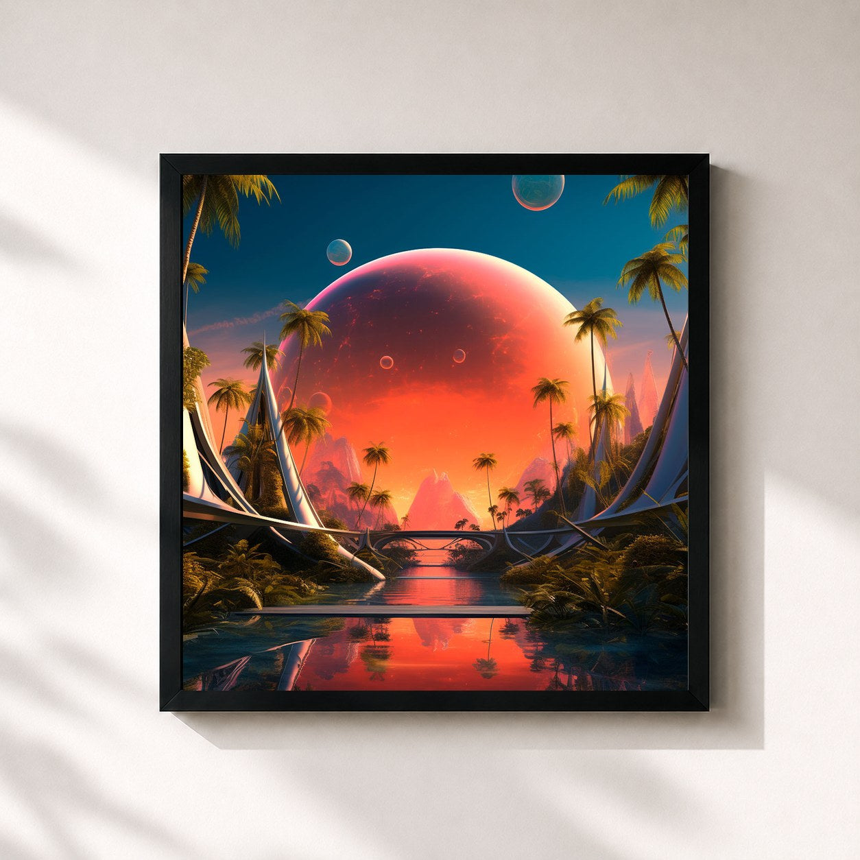#noir Tableau carré de l'album Jardín de las Almas de Camilo Séptimo, cadre noir 32x32 cm