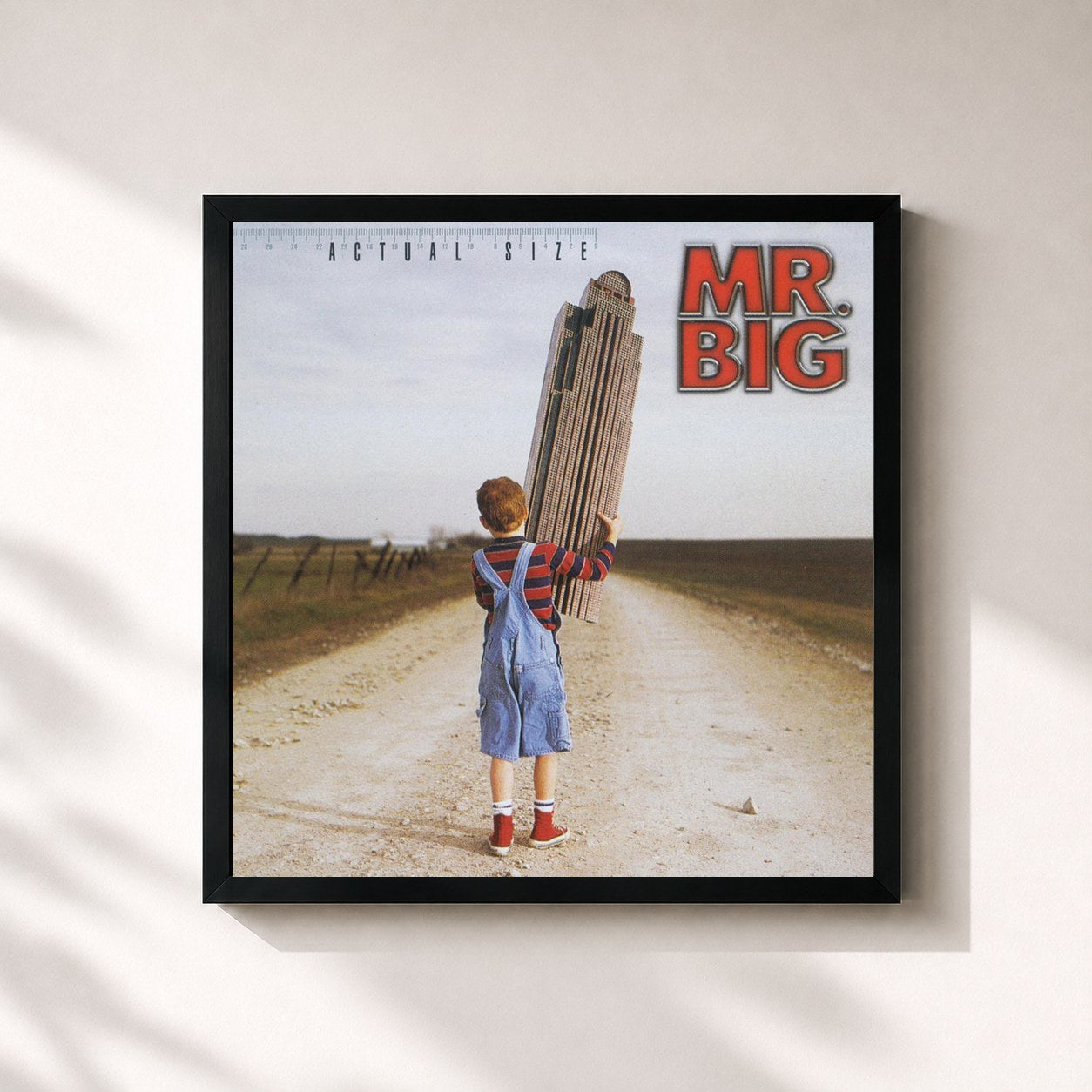 #noir Tableau carré de l'album Actual Size de Mr. Big, cadre noir 32x32 cm