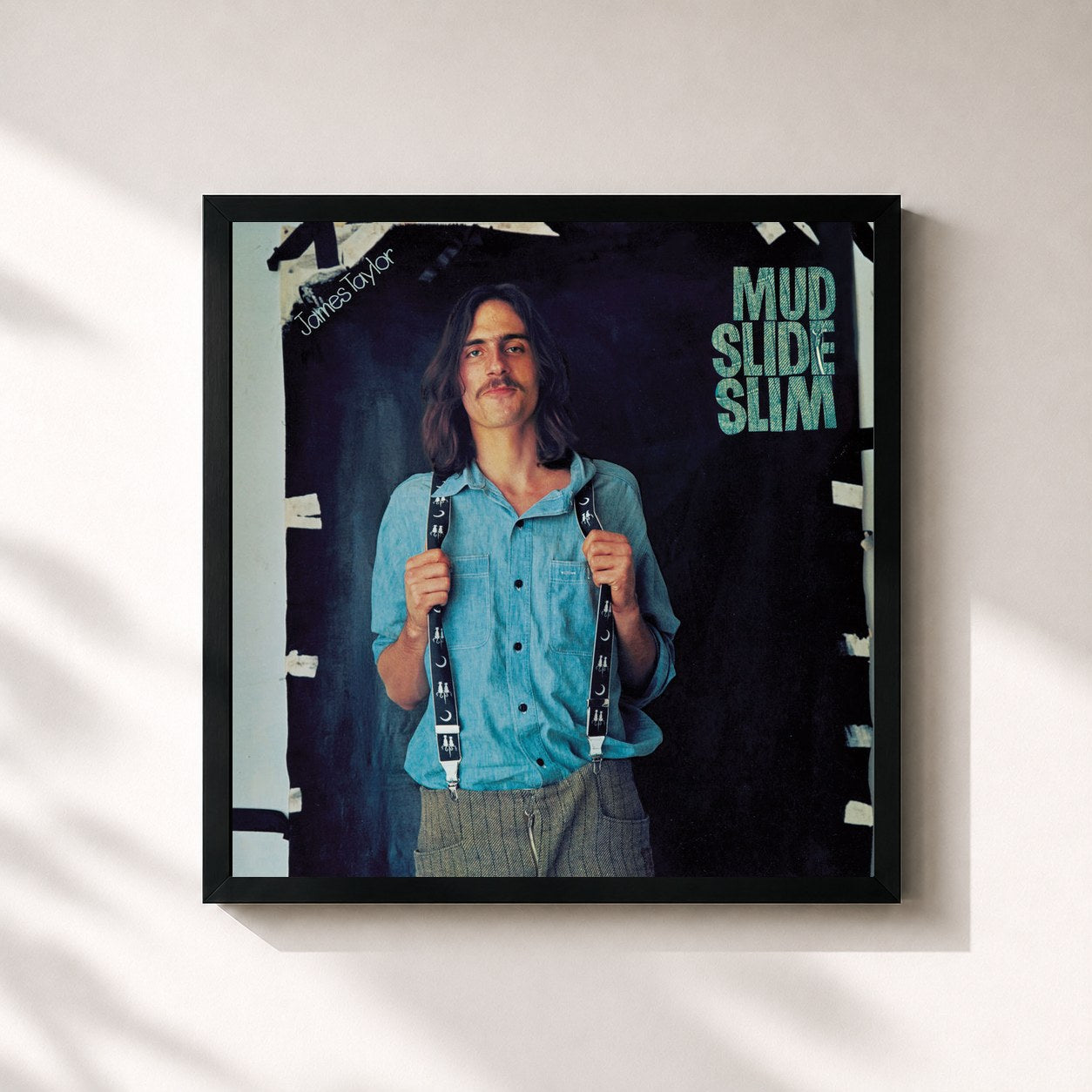 #noir Tableau carré de l'album Mud Slide Slim and the Blue Horizon (2019 Remaster) de James Taylor, cadre noir 32x32 cm