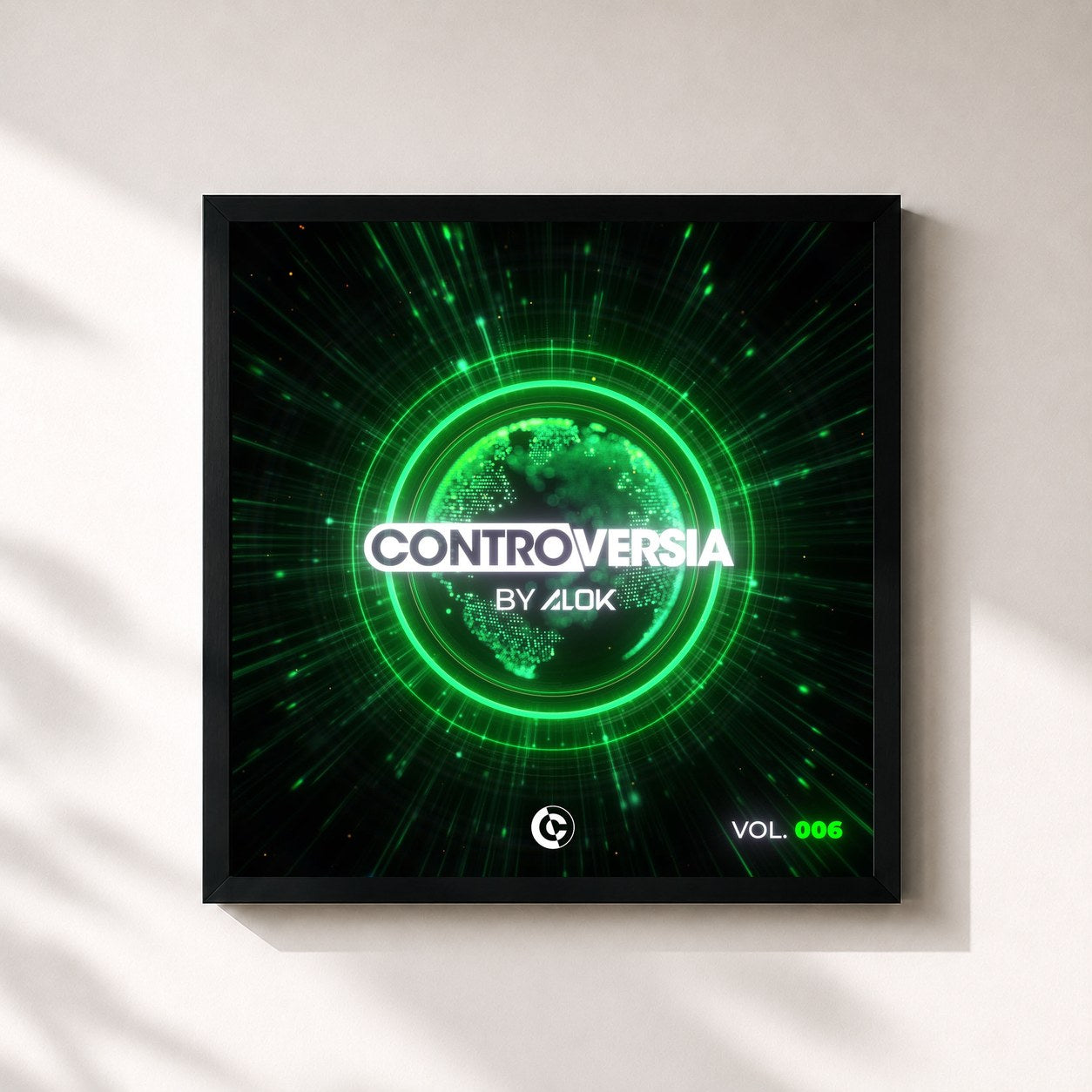 #noir Tableau carré de l'album CONTROVERSIA by Alok Vol. 006 de Alok, cadre noir 32x32 cm
