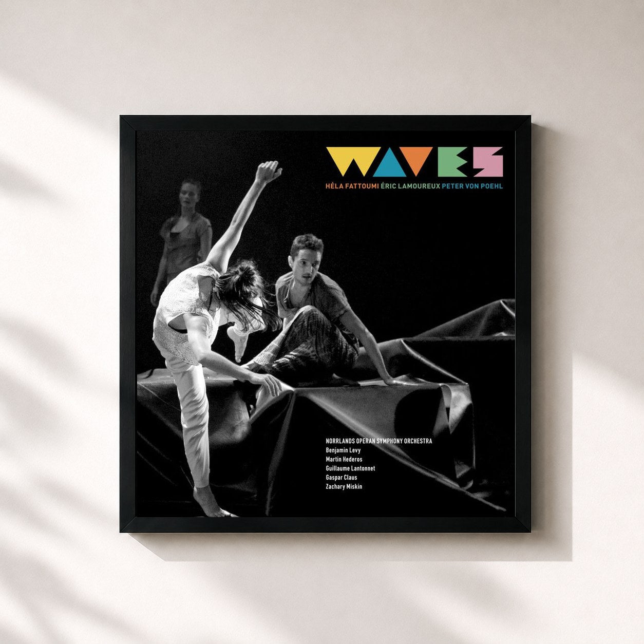 #noir Tableau carré de l'album Waves de Peter von Poehl, cadre noir 32x32 cm