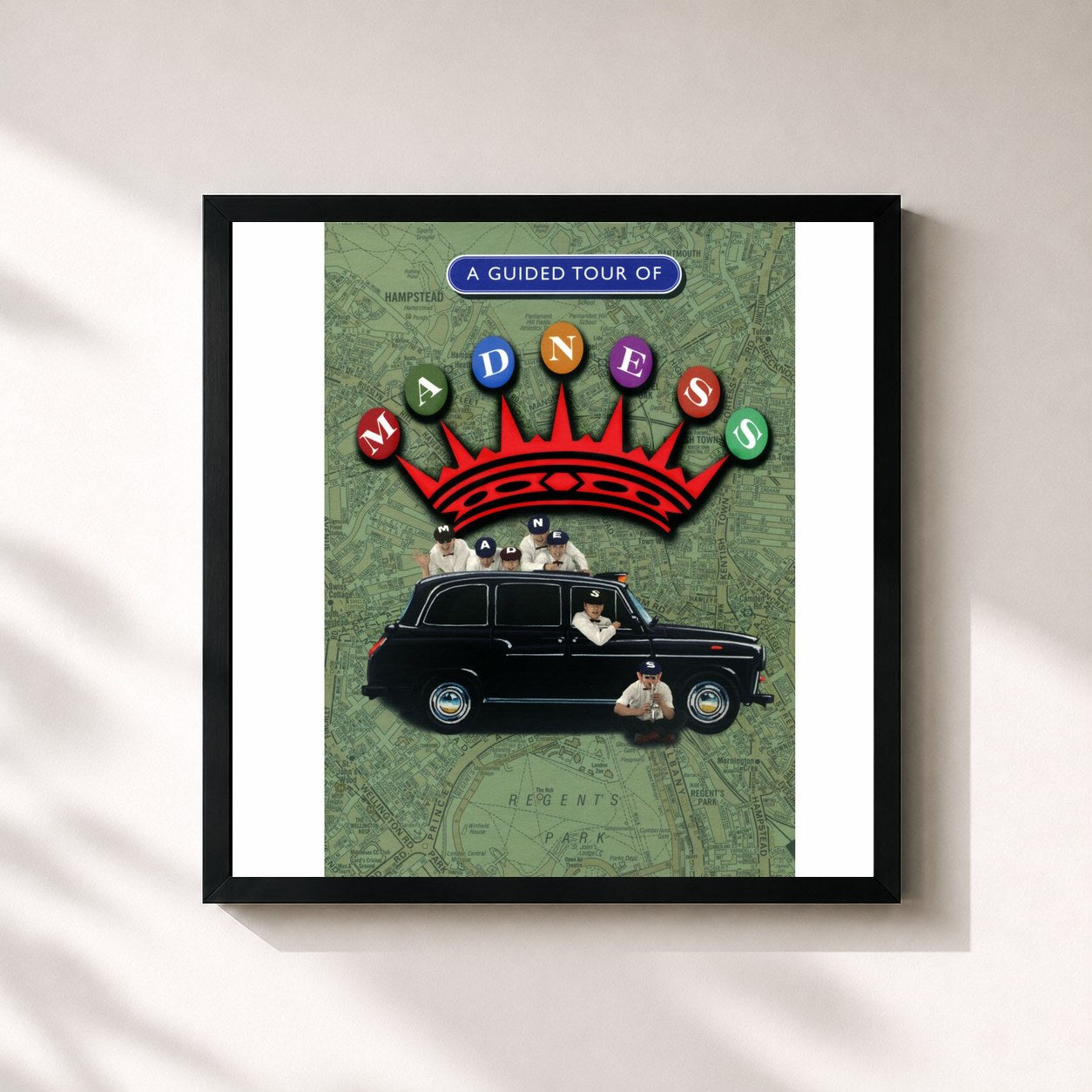 #noir Tableau carré de l'album A Guided Tour of Madness de Madness, cadre noir 32x32 cm