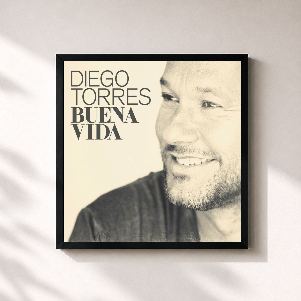#noir Tableau carré de l'album Buena Vida de Diego Torres, cadre noir 32x32 cm