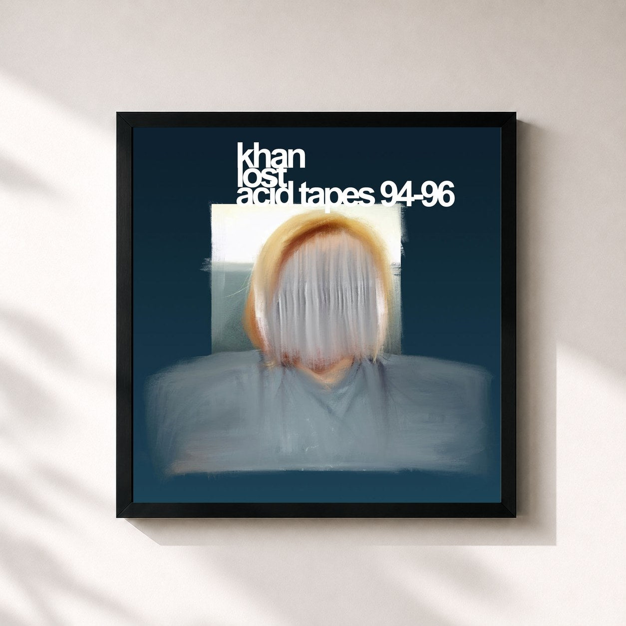 #noir Tableau carré de l'album Lost Acid Tapes 92-96 de Khan, cadre noir 32x32 cm