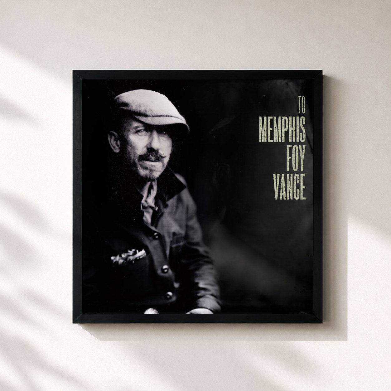 #noir Tableau carré de l'album To Memphis de Foy Vance, cadre noir 32x32 cm
