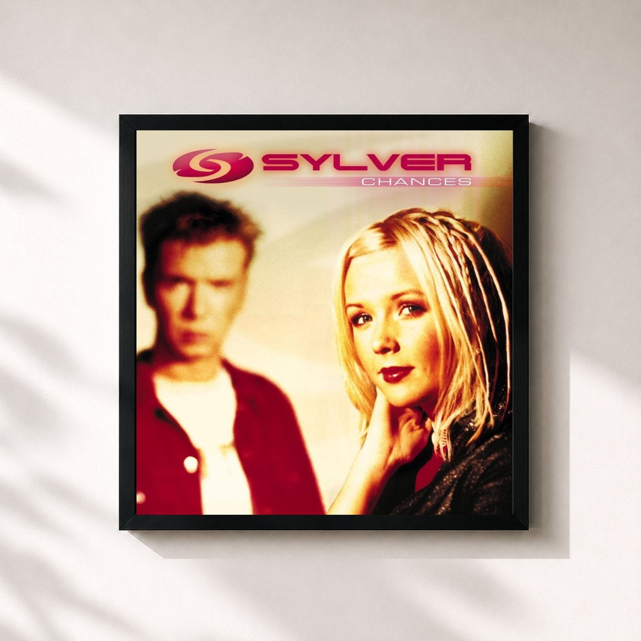 #noir Tableau carré de l'album Chances de Sylver, cadre noir 32x32 cm