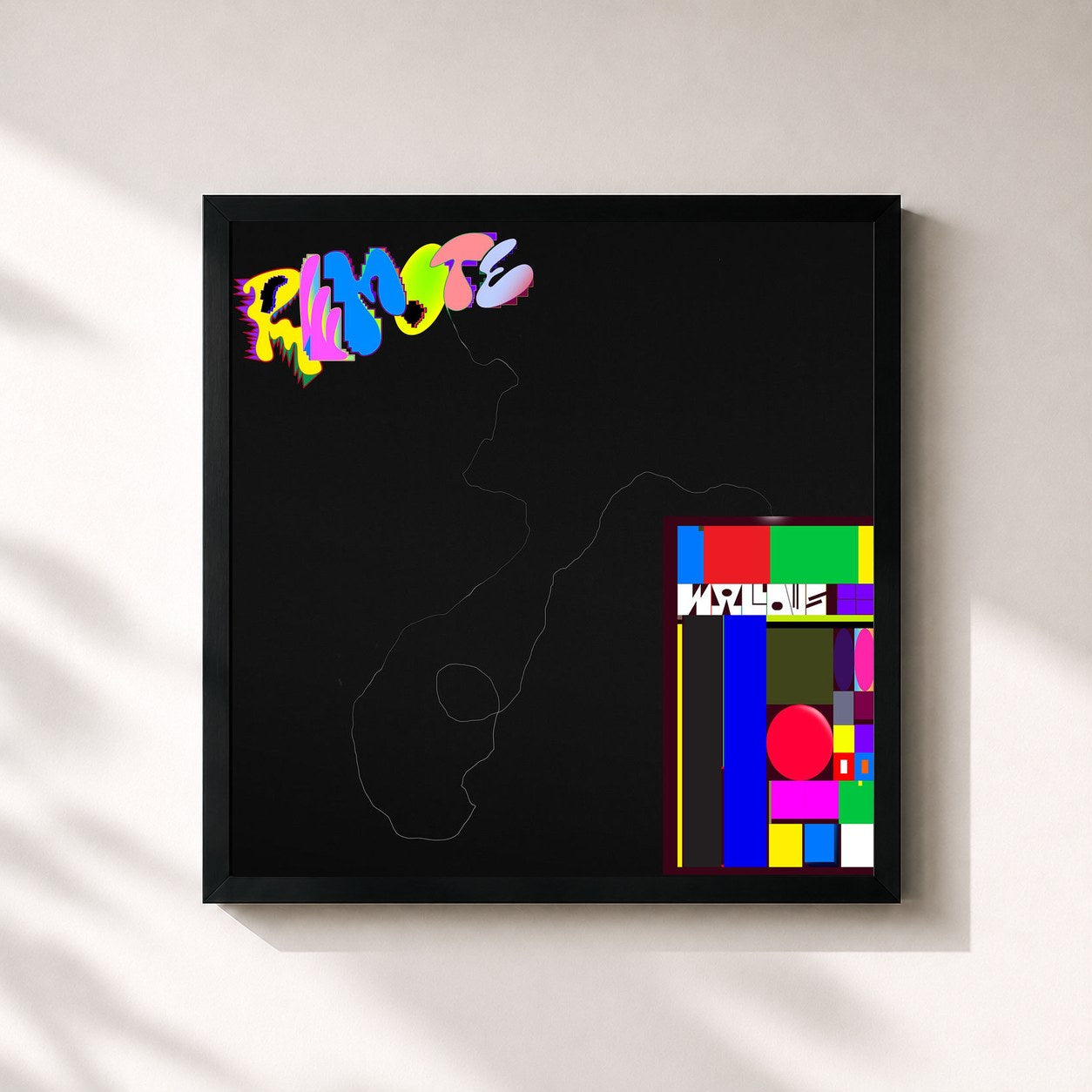 #noir Tableau carré de l'album Remote de Wallows, cadre noir 32x32 cm