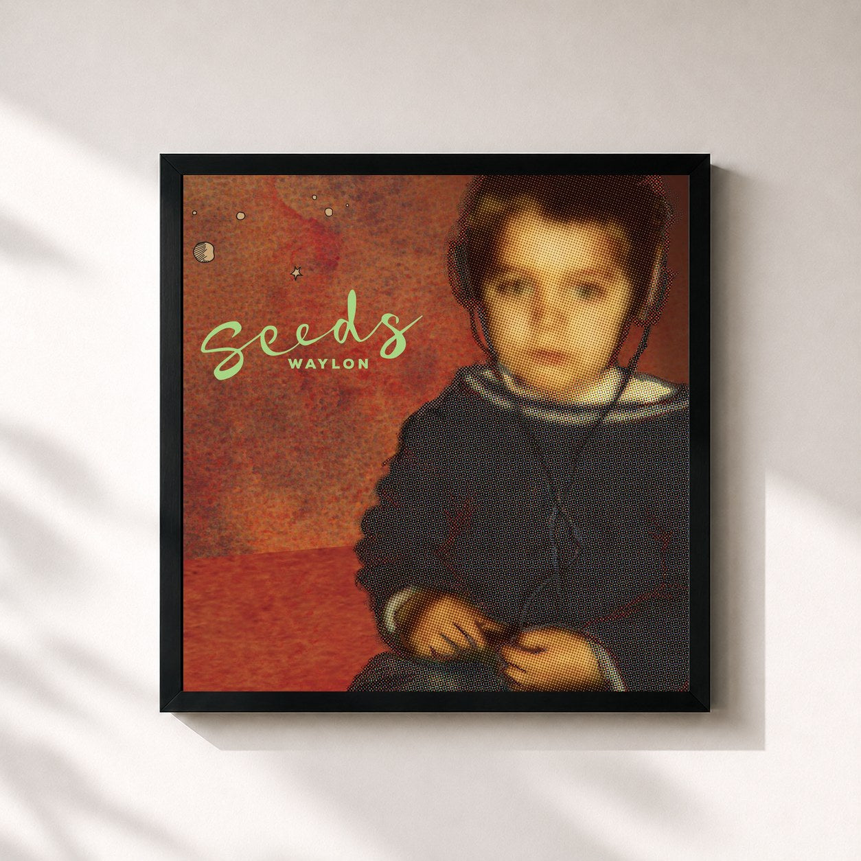#noir Tableau carré de l'album Seeds de Waylon, cadre noir 32x32 cm
