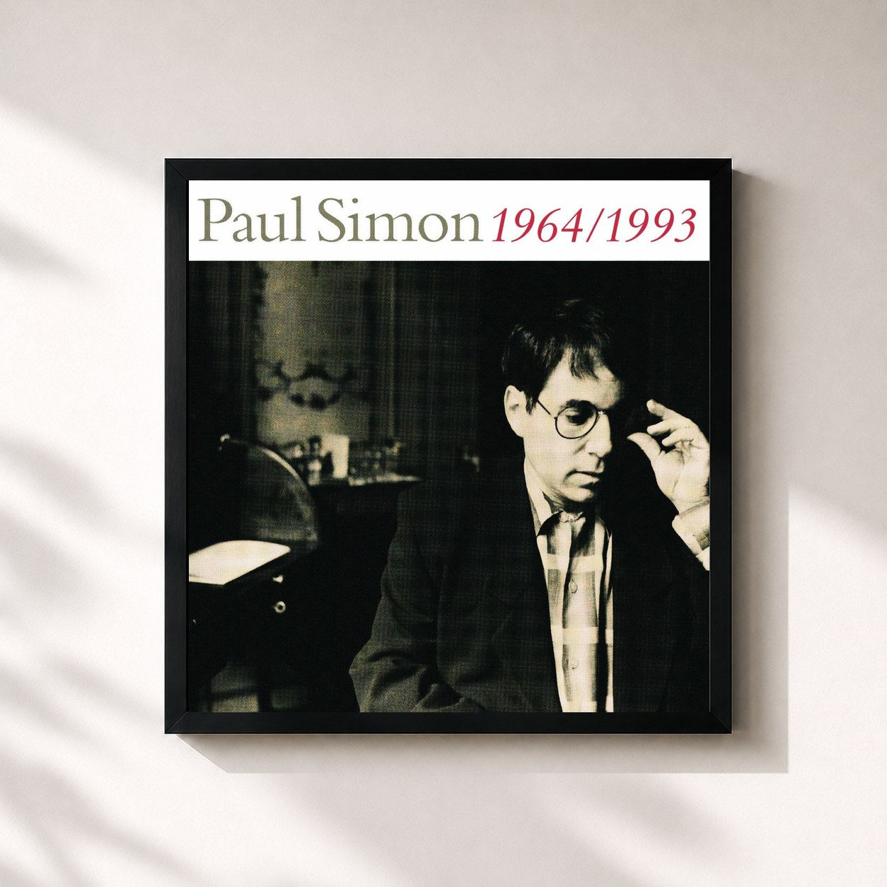 #noir Tableau carré de l'album 1964-1993 de Paul Simon, cadre noir 32x32 cm