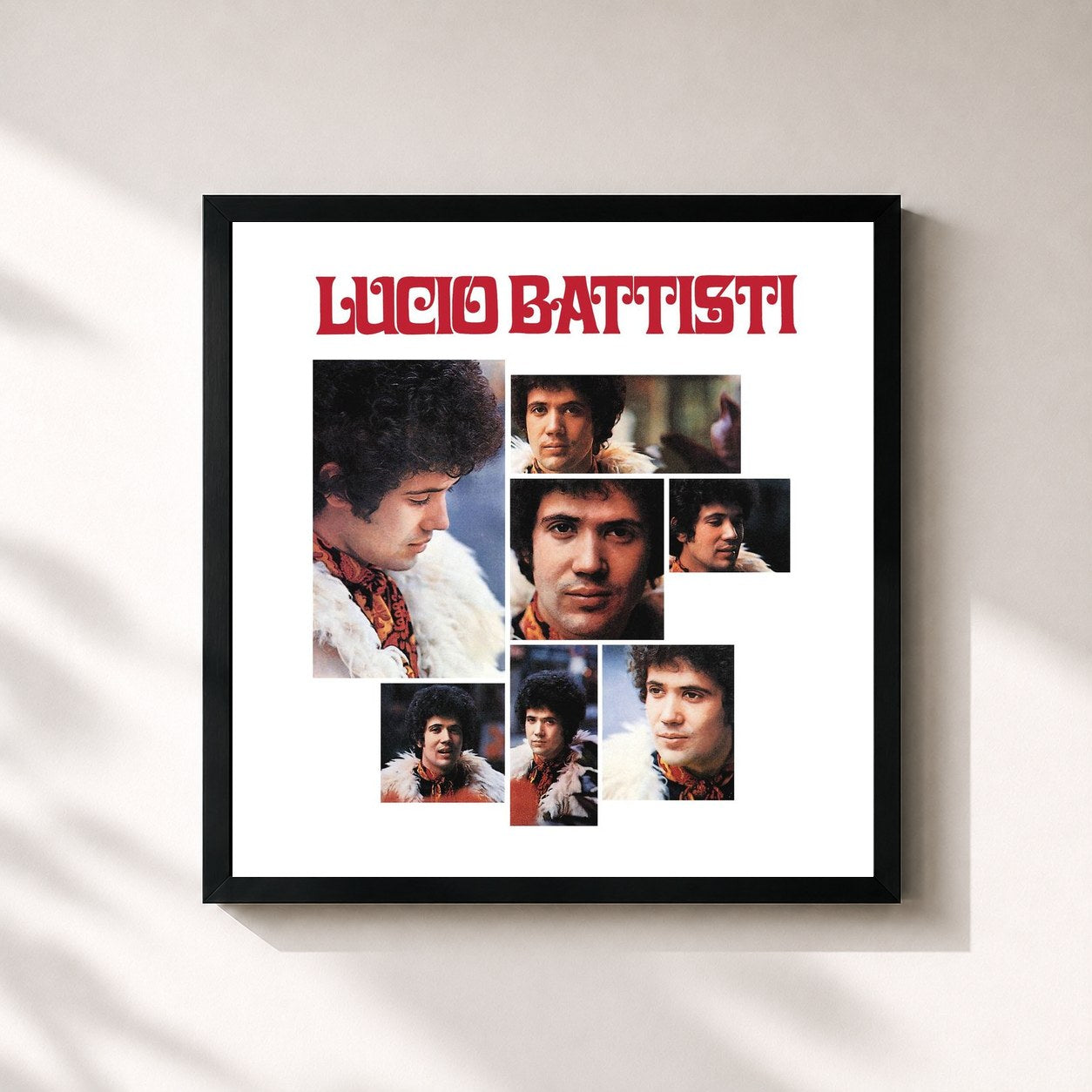 #noir Tableau carré de l'album Lucio Battisti de Lucio Battisti, cadre noir 32x32 cm