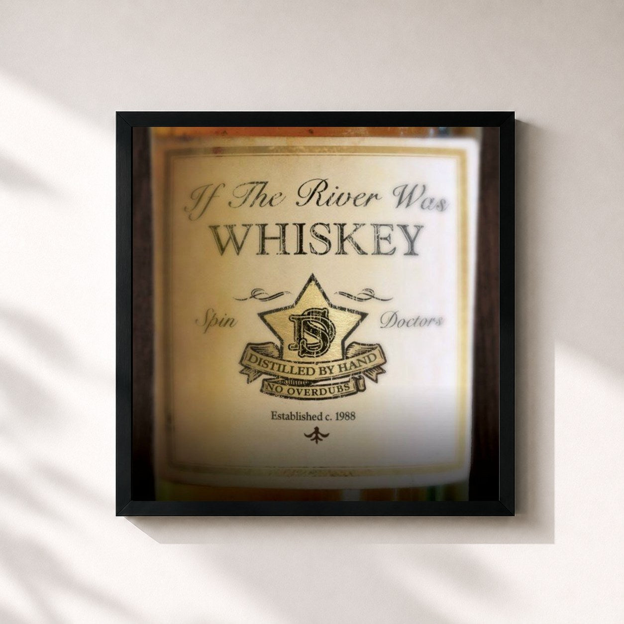 #noir Tableau carré de l'album If the River Was Whiskey de Spin Doctors, cadre noir 32x32 cm
