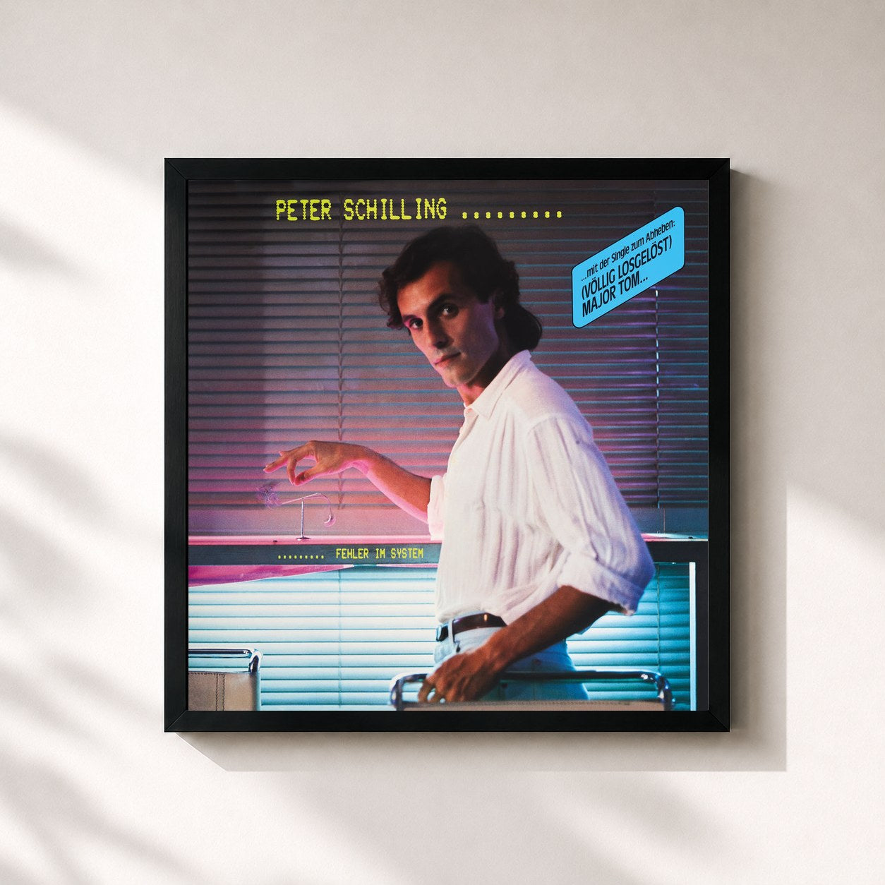 #noir Tableau carré de l'album Fehler im System (2023 Remaster) de Peter Schilling, cadre noir 32x32 cm