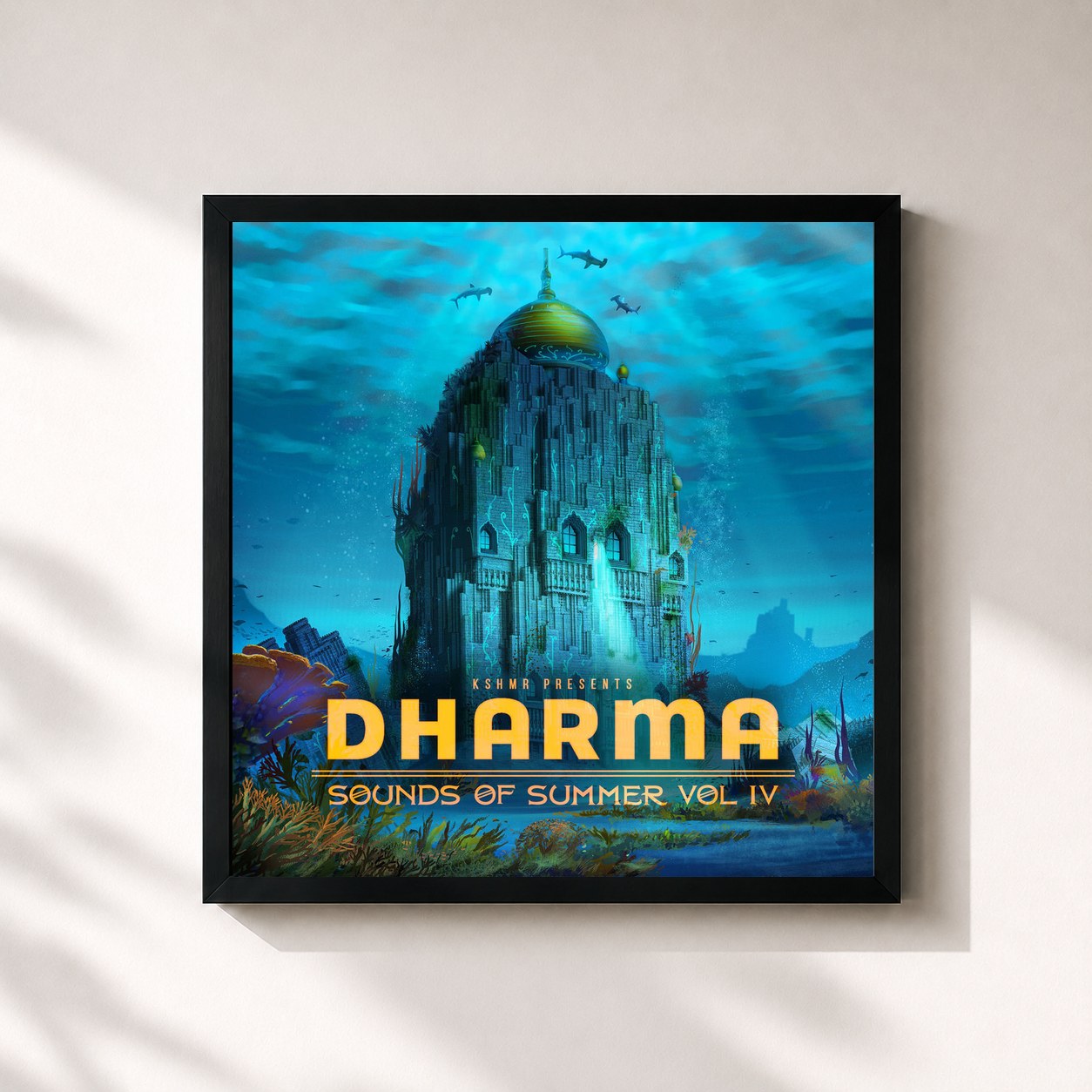 #noir Tableau carré de l'album Dharma Sounds Of Summer Vol. IV de KSHMR, cadre noir 32x32 cm