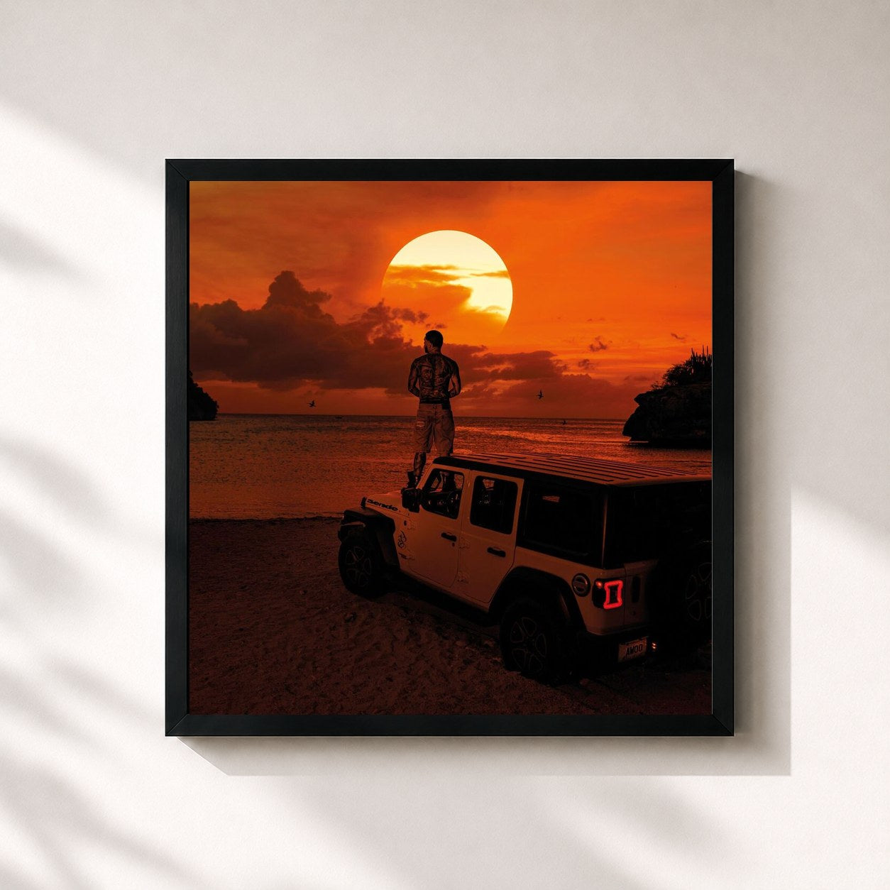 #noir Tableau carré de l'album SENDÉ de Ryan Castro, cadre noir 32x32 cm
