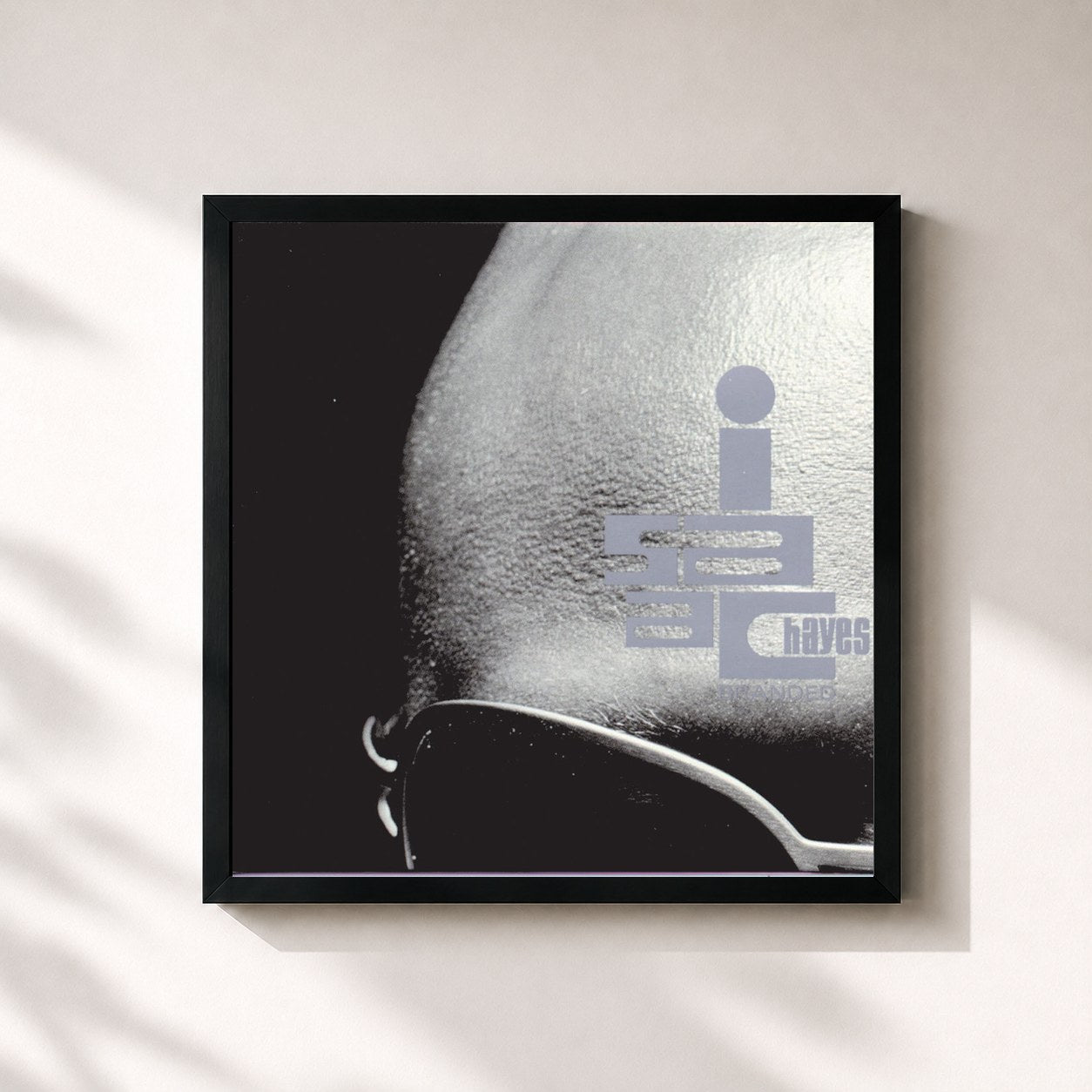 #noir Tableau carré de l'album Branded de Isaac Hayes, cadre noir 32x32 cm