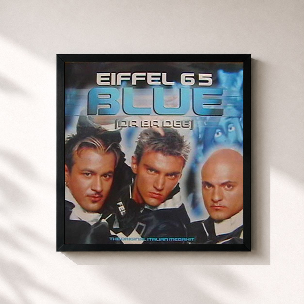 #noir Tableau carré de l'album Blue (Da Ba Dee) de Eiffel 65, cadre noir 32x32 cm