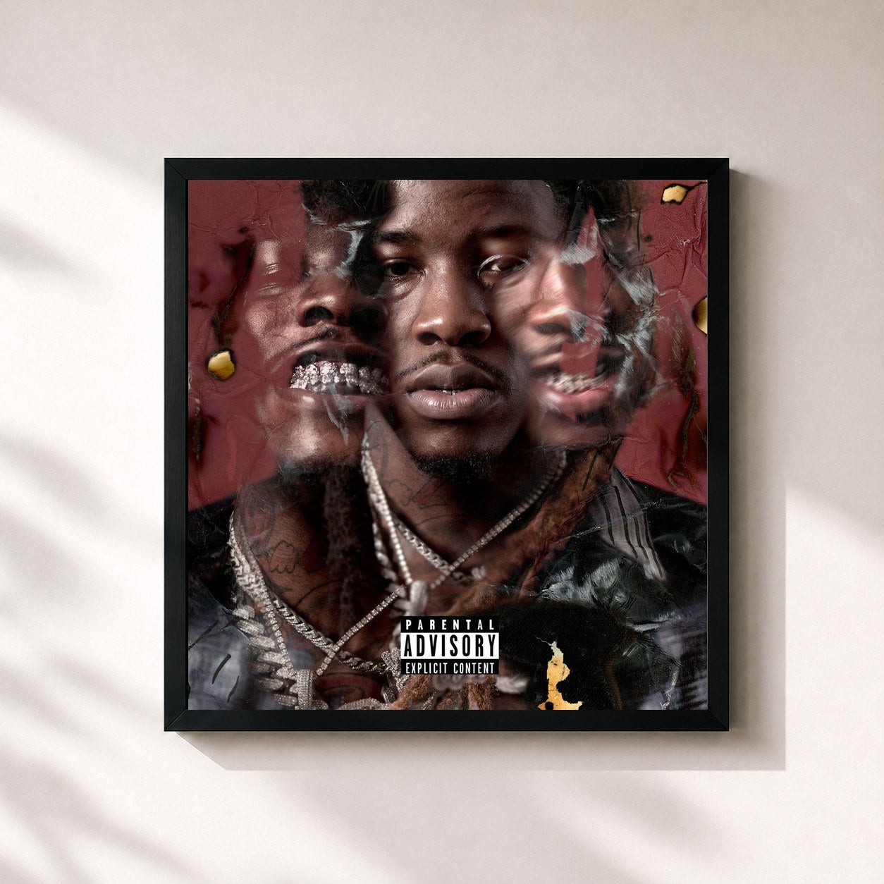 #noir Tableau carré de l'album Blinded By Death (Deluxe) de Hotboii, cadre noir 32x32 cm