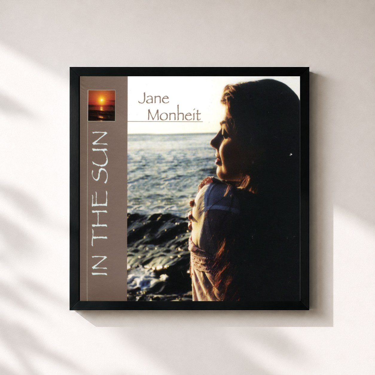 #noir Tableau carré de l'album In the Sun de Jane Monheit, cadre noir 32x32 cm